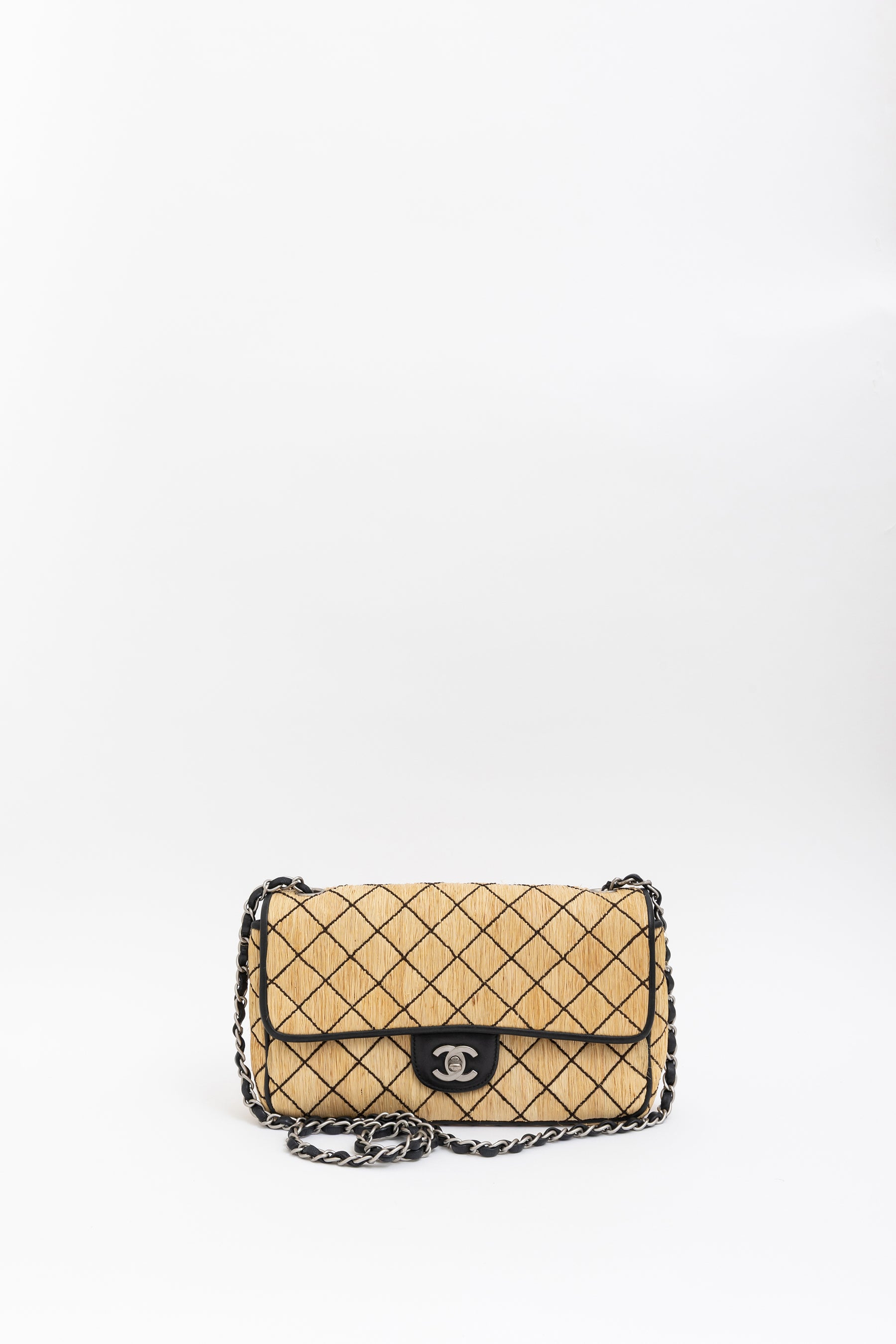 Raffia Medium Flap Bag
