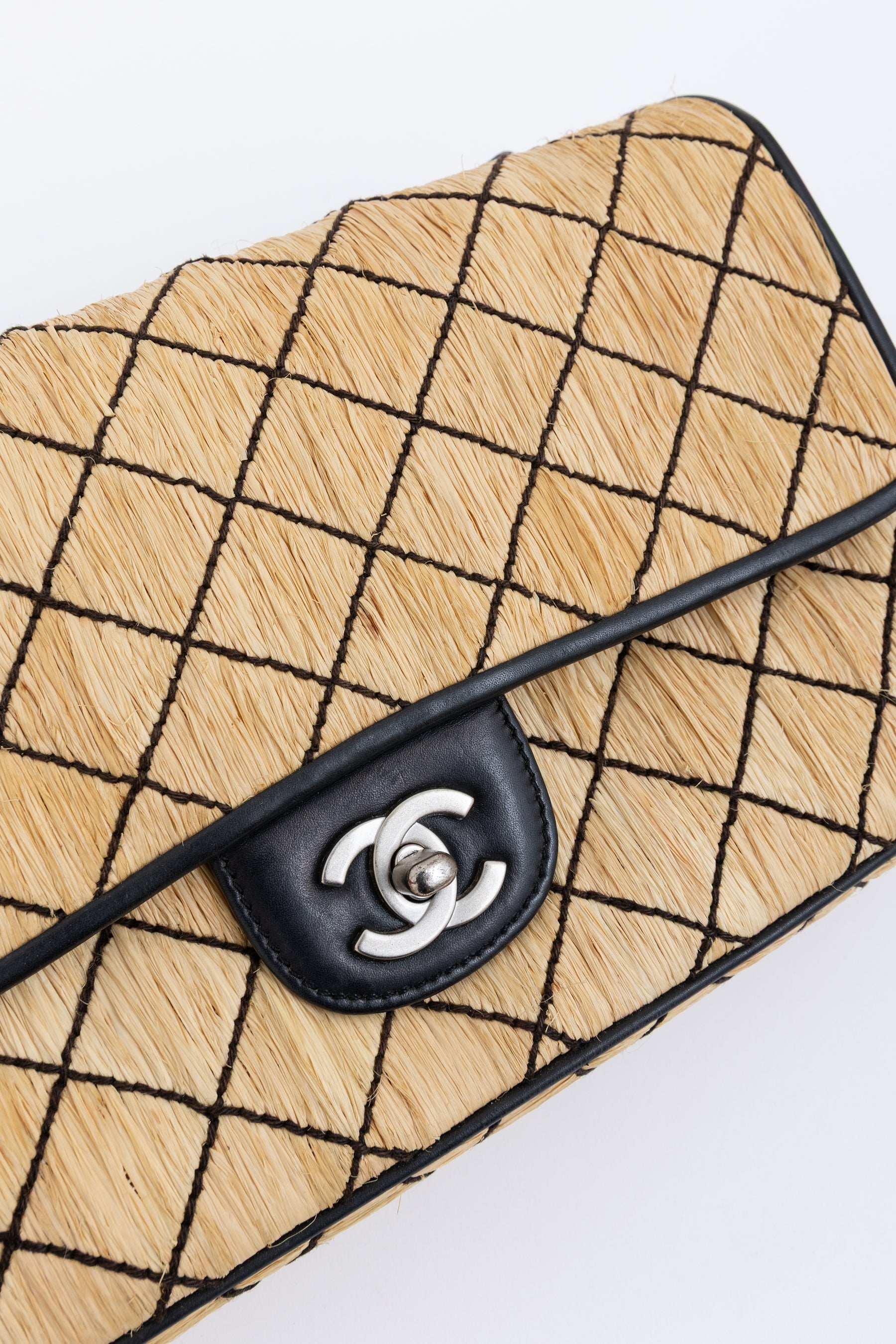 Raffia Medium Flap Bag
