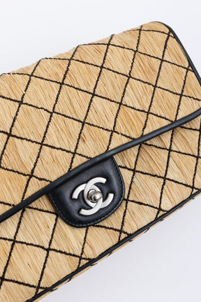 Raffia Medium Flap Bag