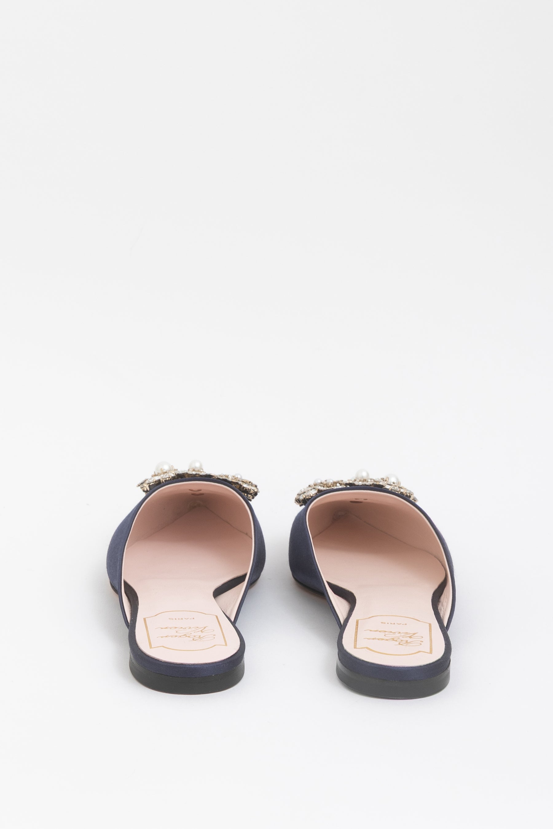 Satin Crystal Floral Buckle Pointed Flats