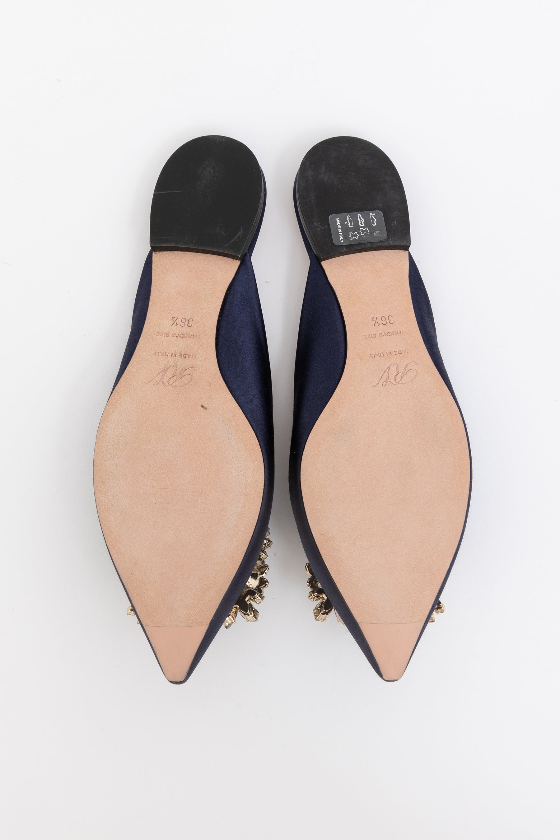 Satin Crystal Floral Buckle Pointed Flats