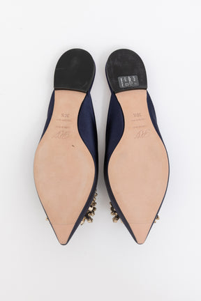 Satin Crystal Floral Buckle Pointed Flats
