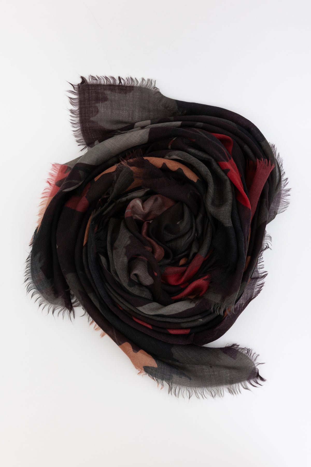 Leaf Print Cashmere Scarf