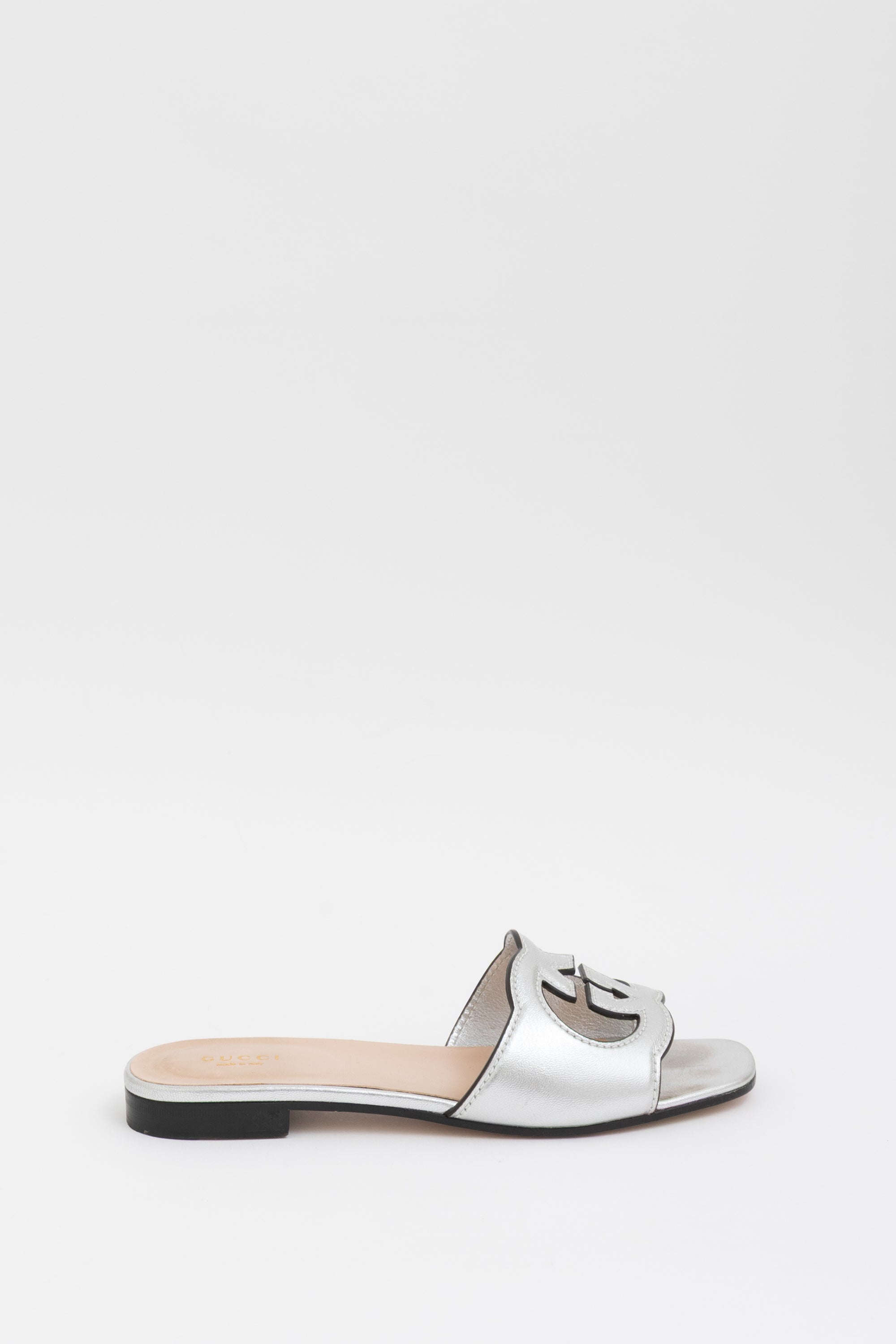 Interlocking GG Leather Slides