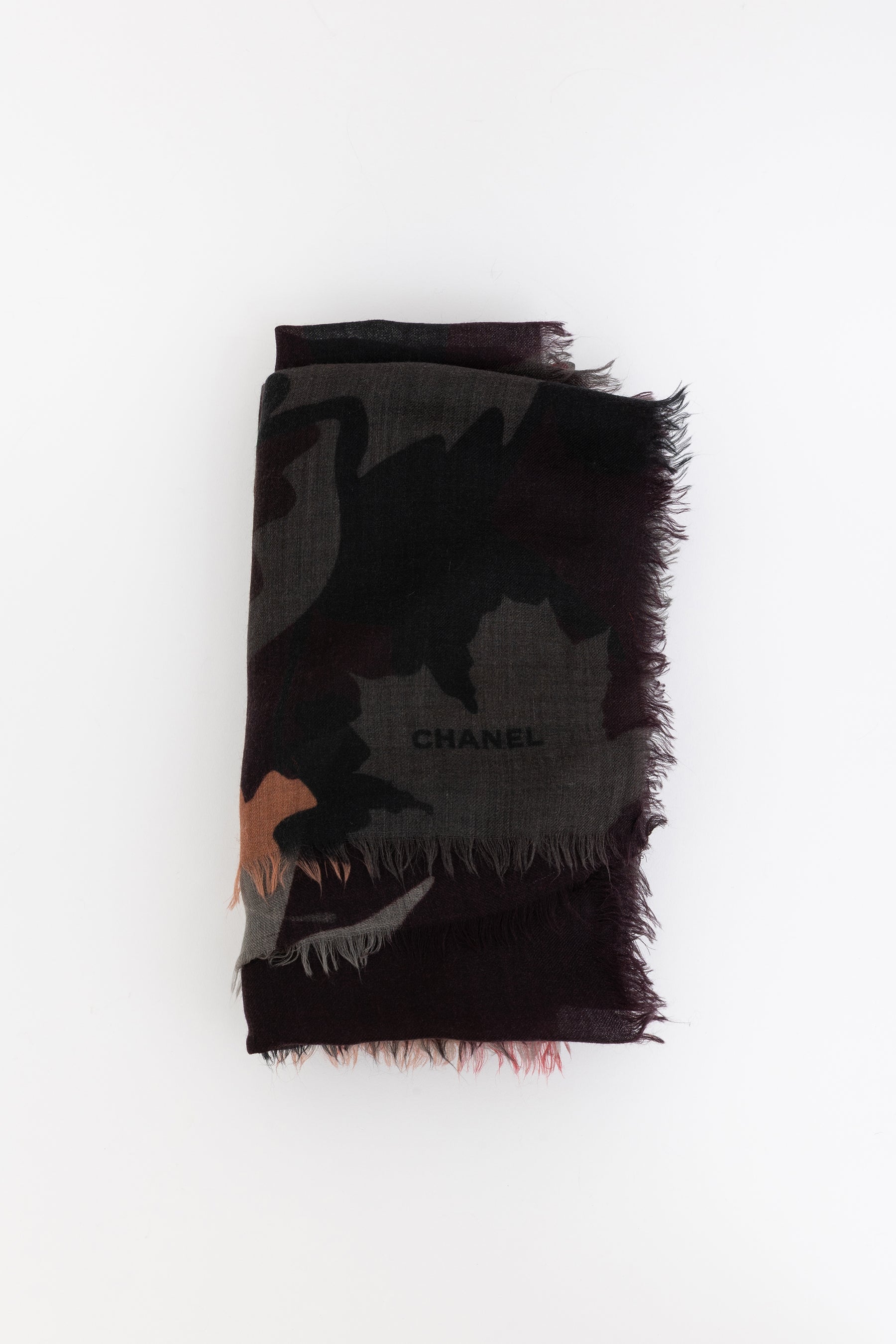 Leaf Print Cashmere Scarf