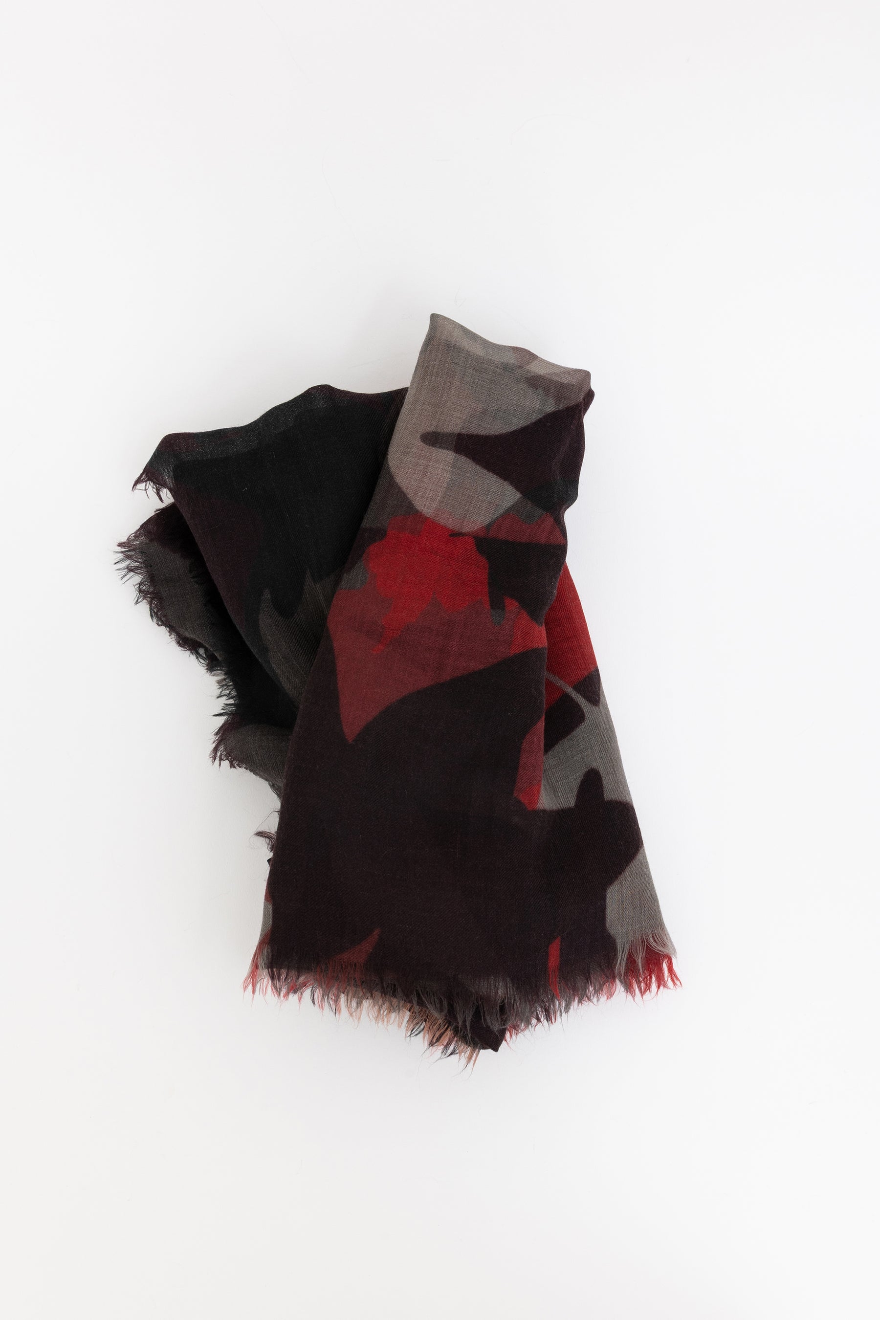 Leaf Print Cashmere Scarf