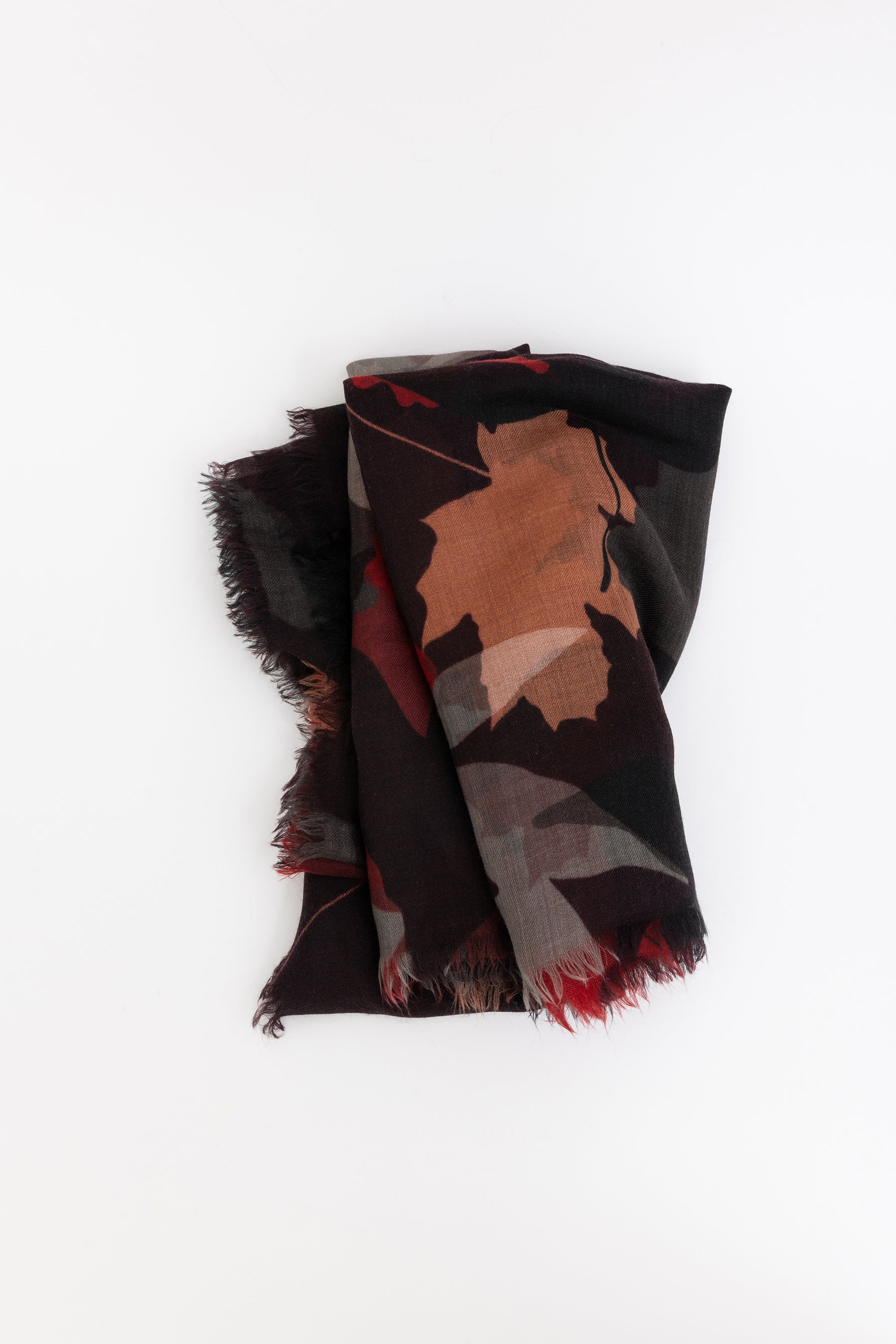 Leaf Print Cashmere Scarf