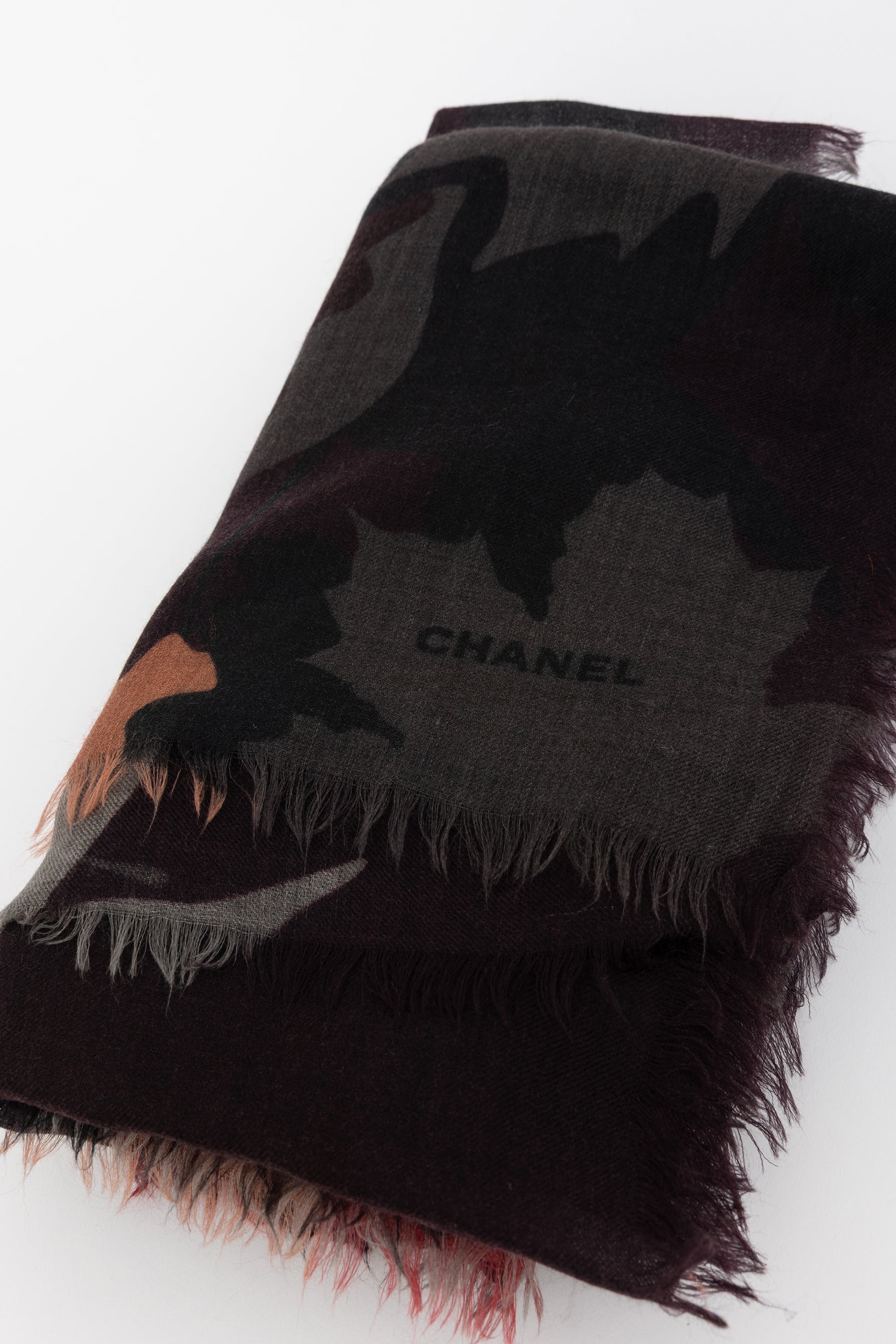 Leaf Print Cashmere Scarf