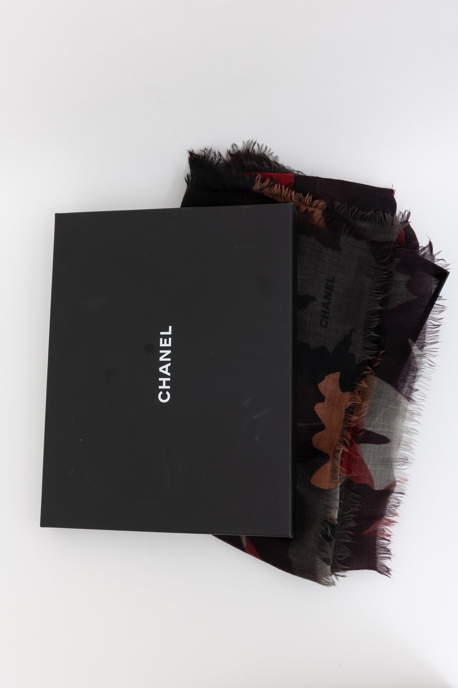 Leaf Print Cashmere Scarf
