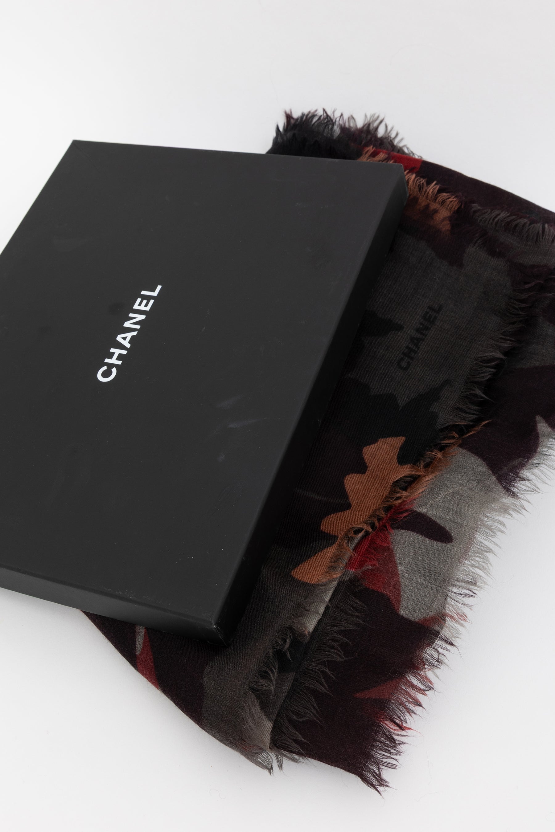 Leaf Print Cashmere Scarf