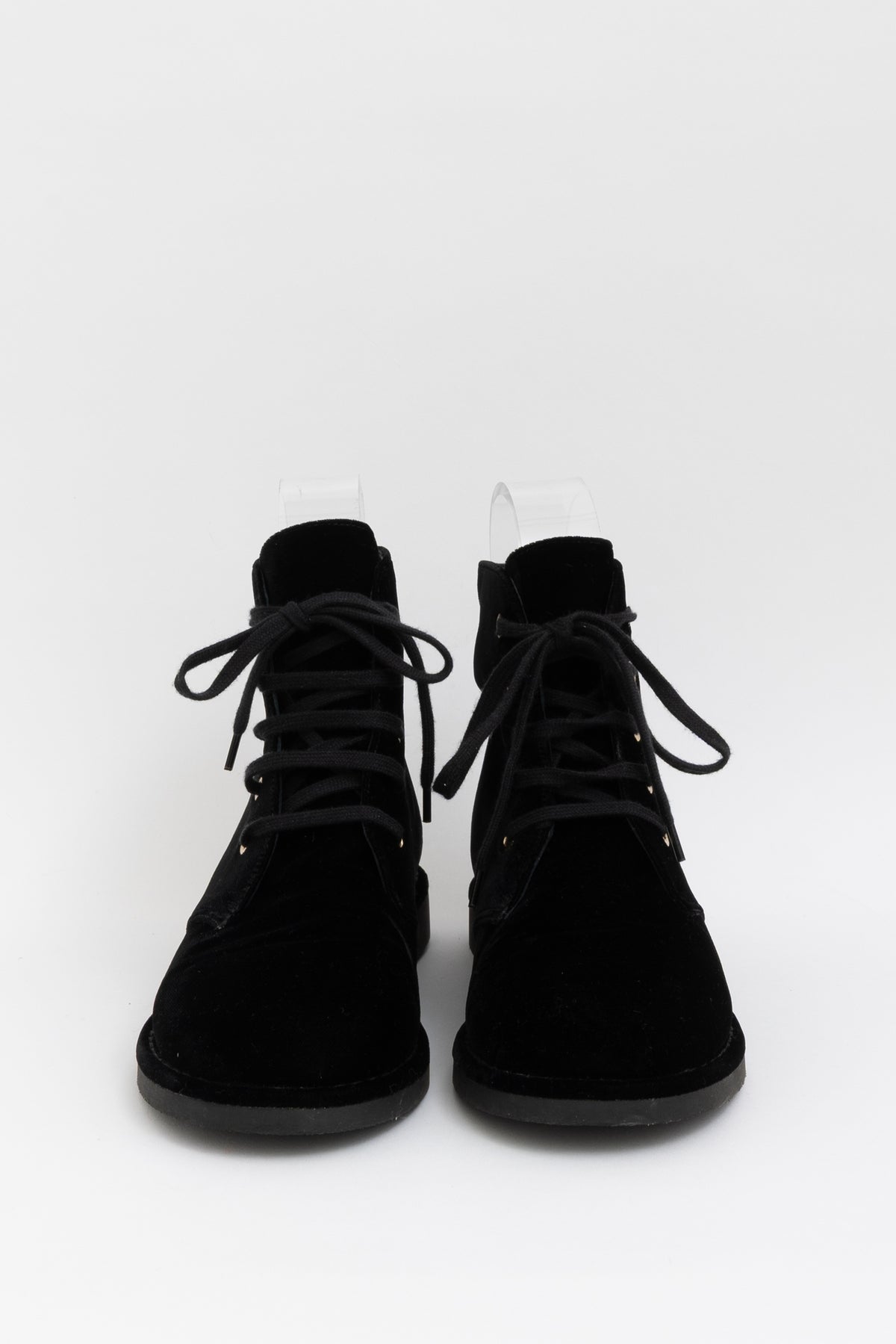 Velvet Logo Lace Up Boots