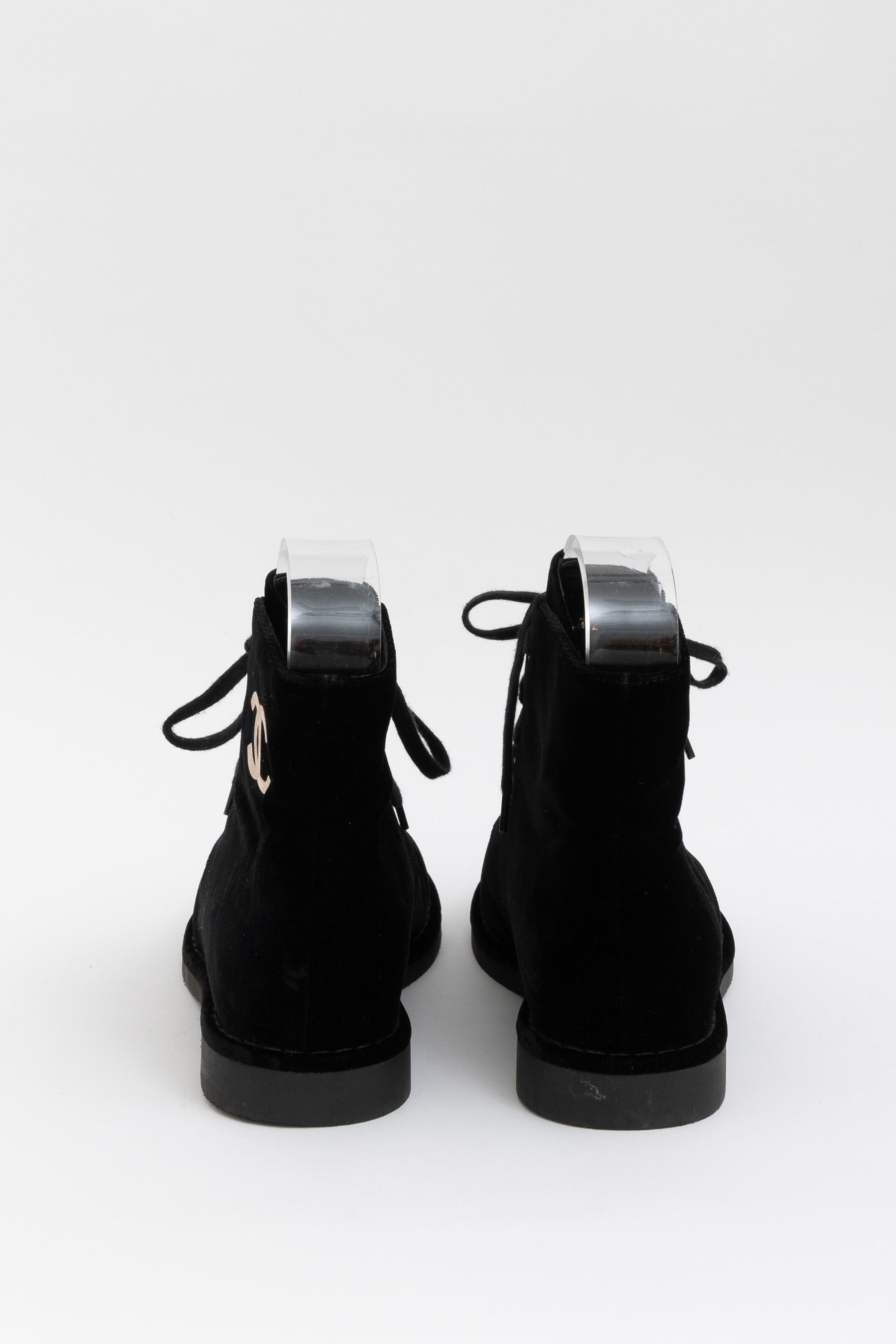Velvet Logo Lace Up Boots