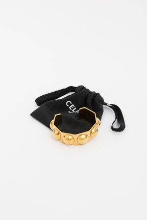 Celine Gold Tone Studded Cuff
