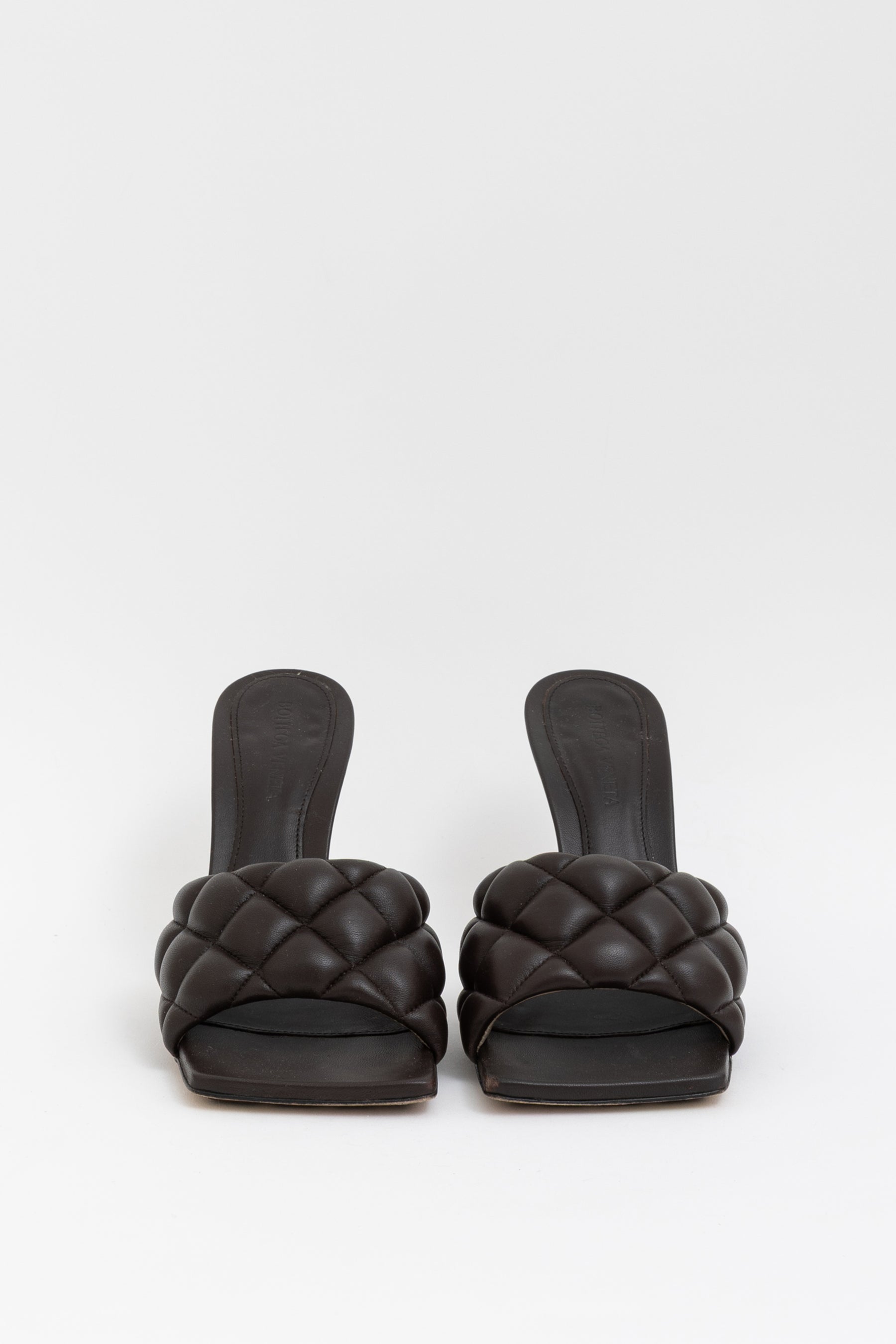Padded Quilted Mules In Chocolate