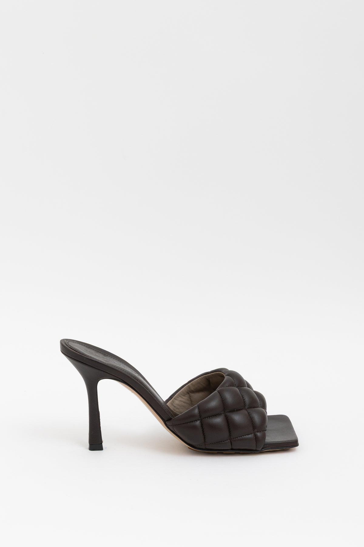 Padded Quilted Mules In Chocolate
