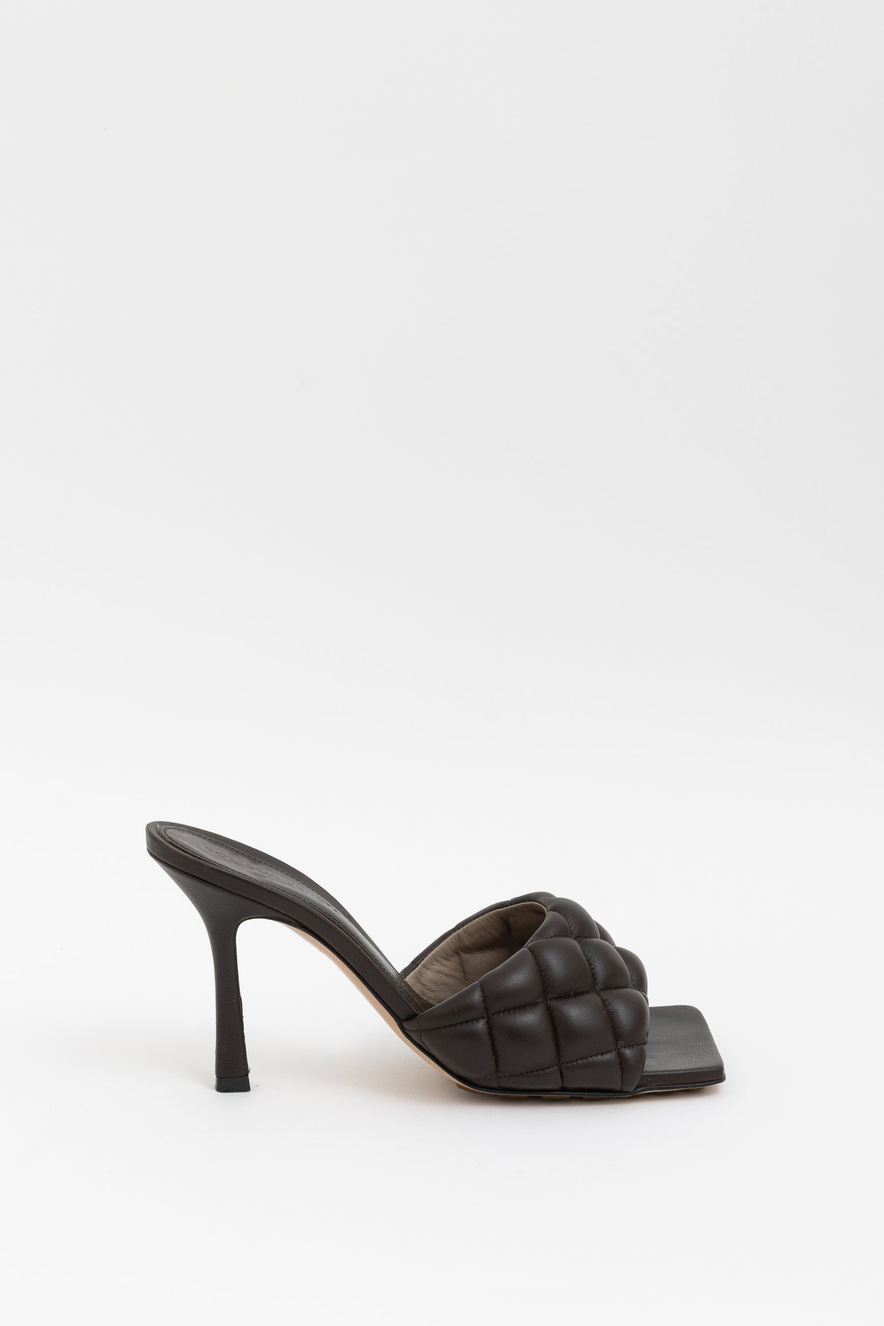 Padded Quilted Mules In Chocolate