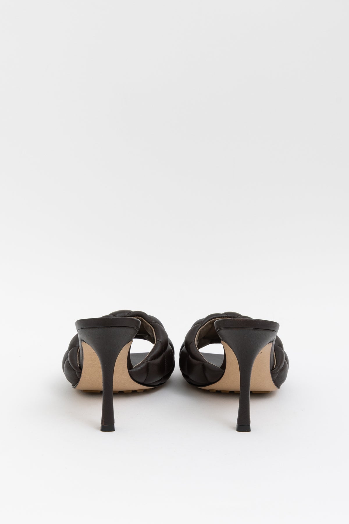 Padded Quilted Mules In Chocolate