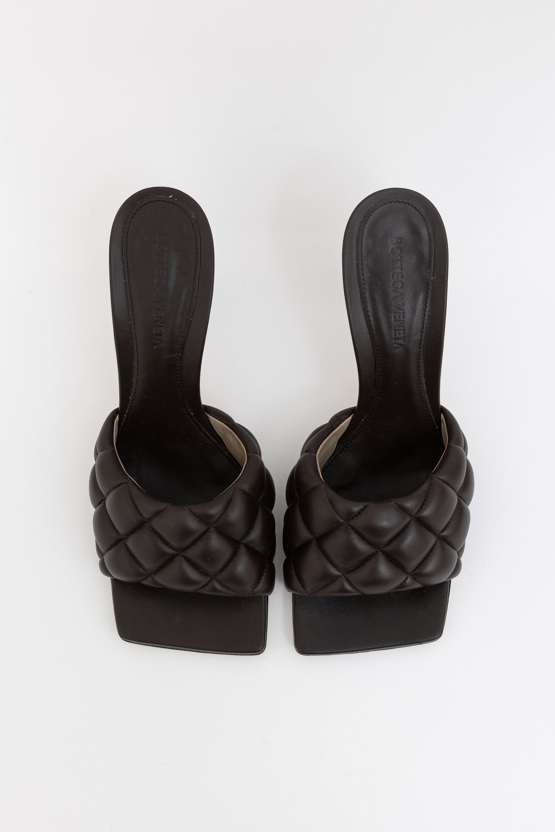 Padded Quilted Mules In Chocolate