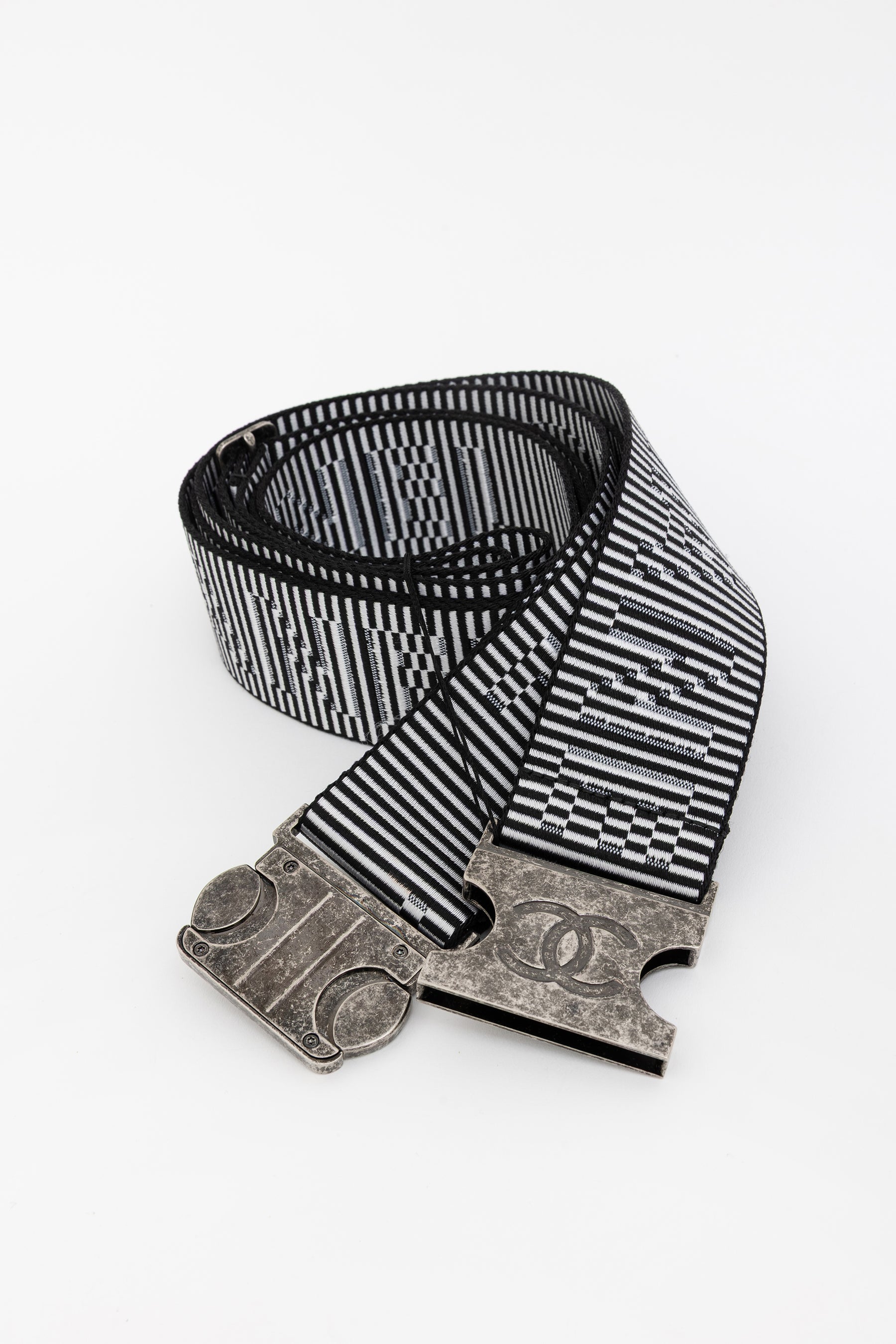 Luggage Belt In Black And White Stripe