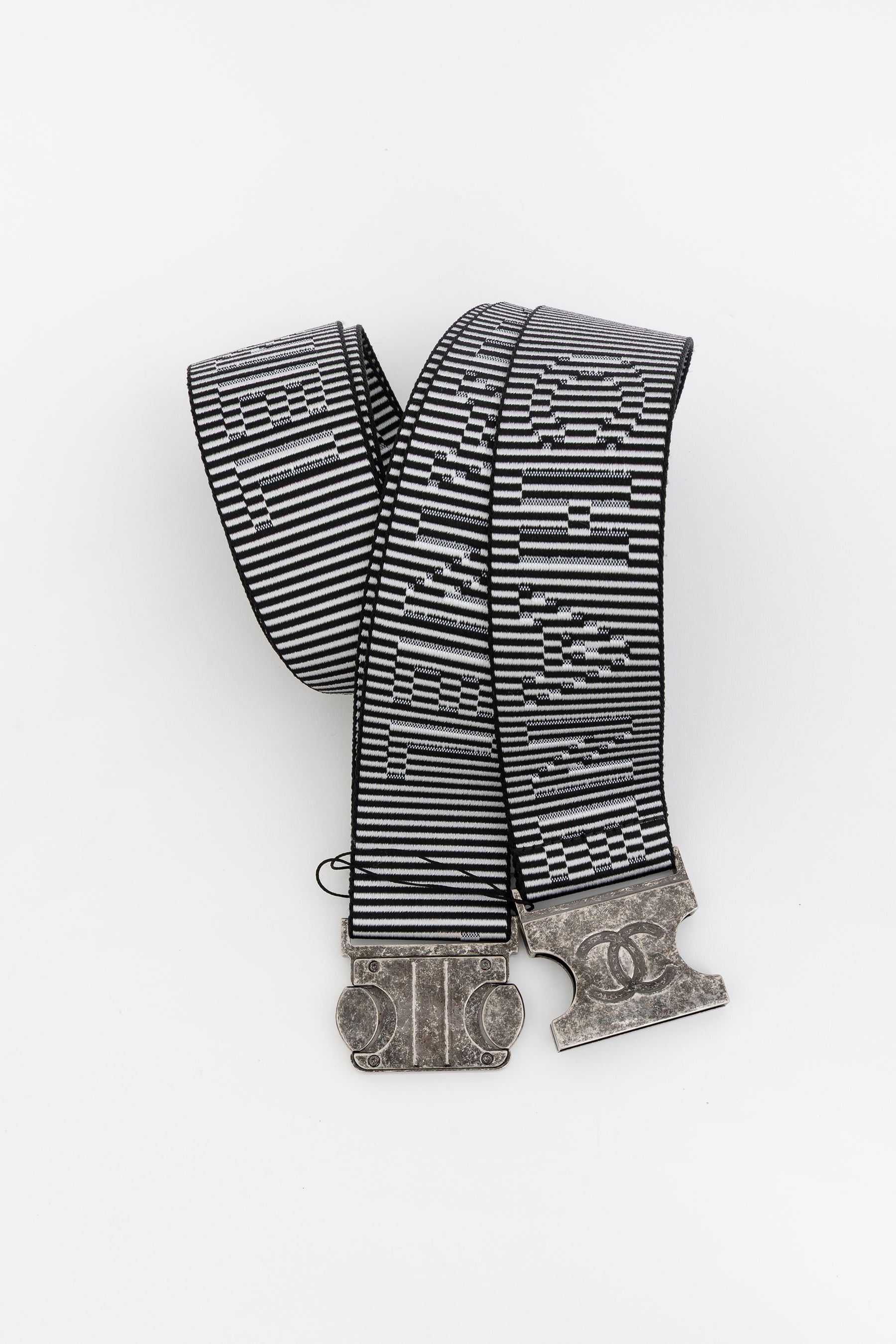 Luggage Belt In Black And White Stripe