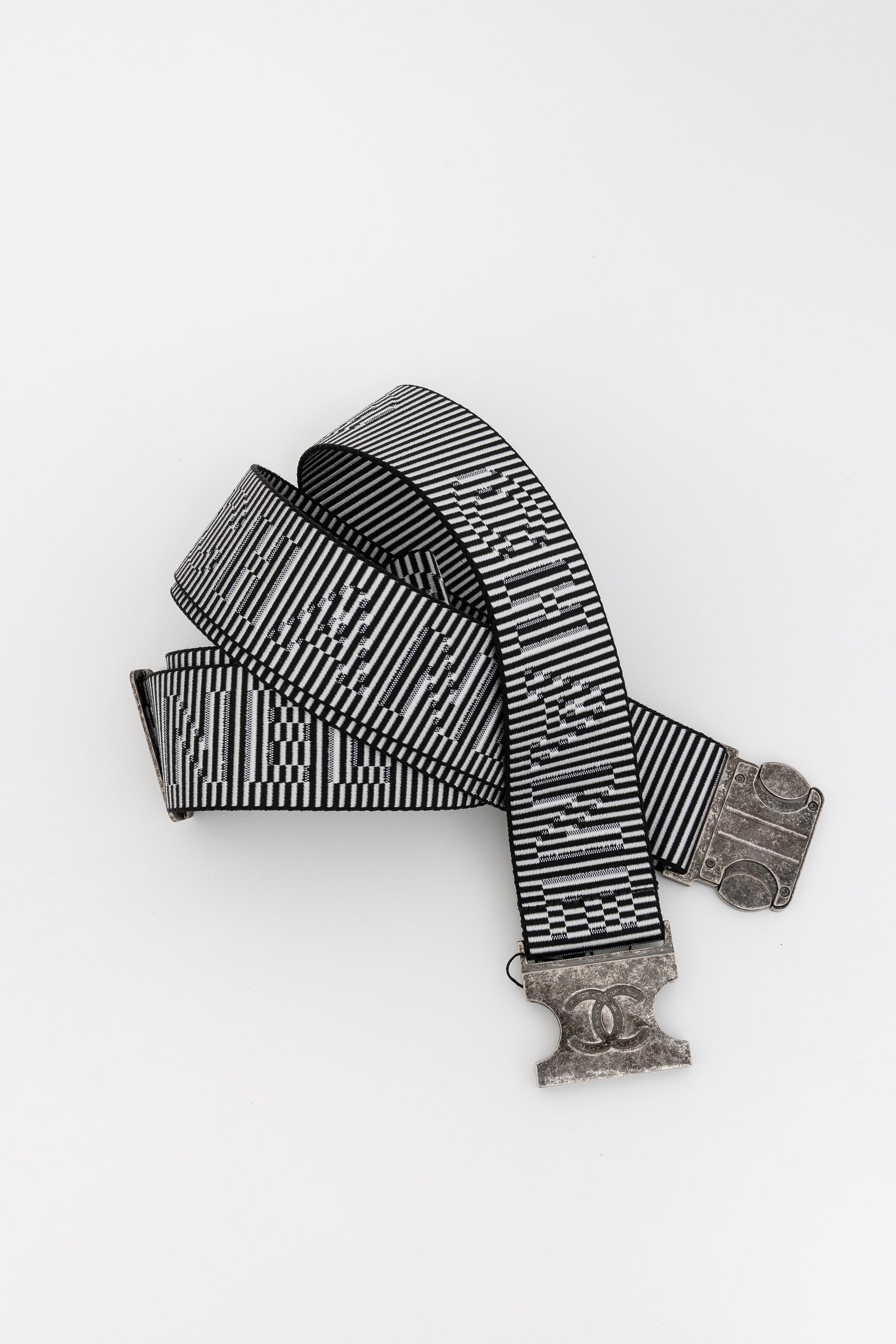 Luggage Belt In Black And White Stripe