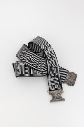 Luggage Belt In Black And White Stripe