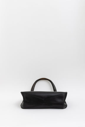 Wood Handle Leather Bag Stitch Detail