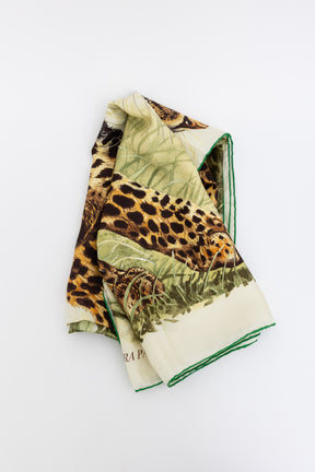 'Panthea Pardus' Print Silk Scarf