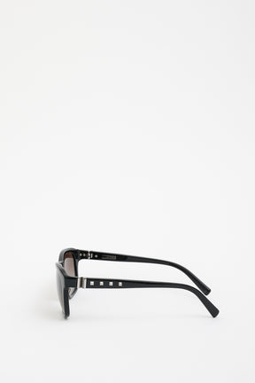 Valentino Black Rockstud Arm Detail Sunglasses