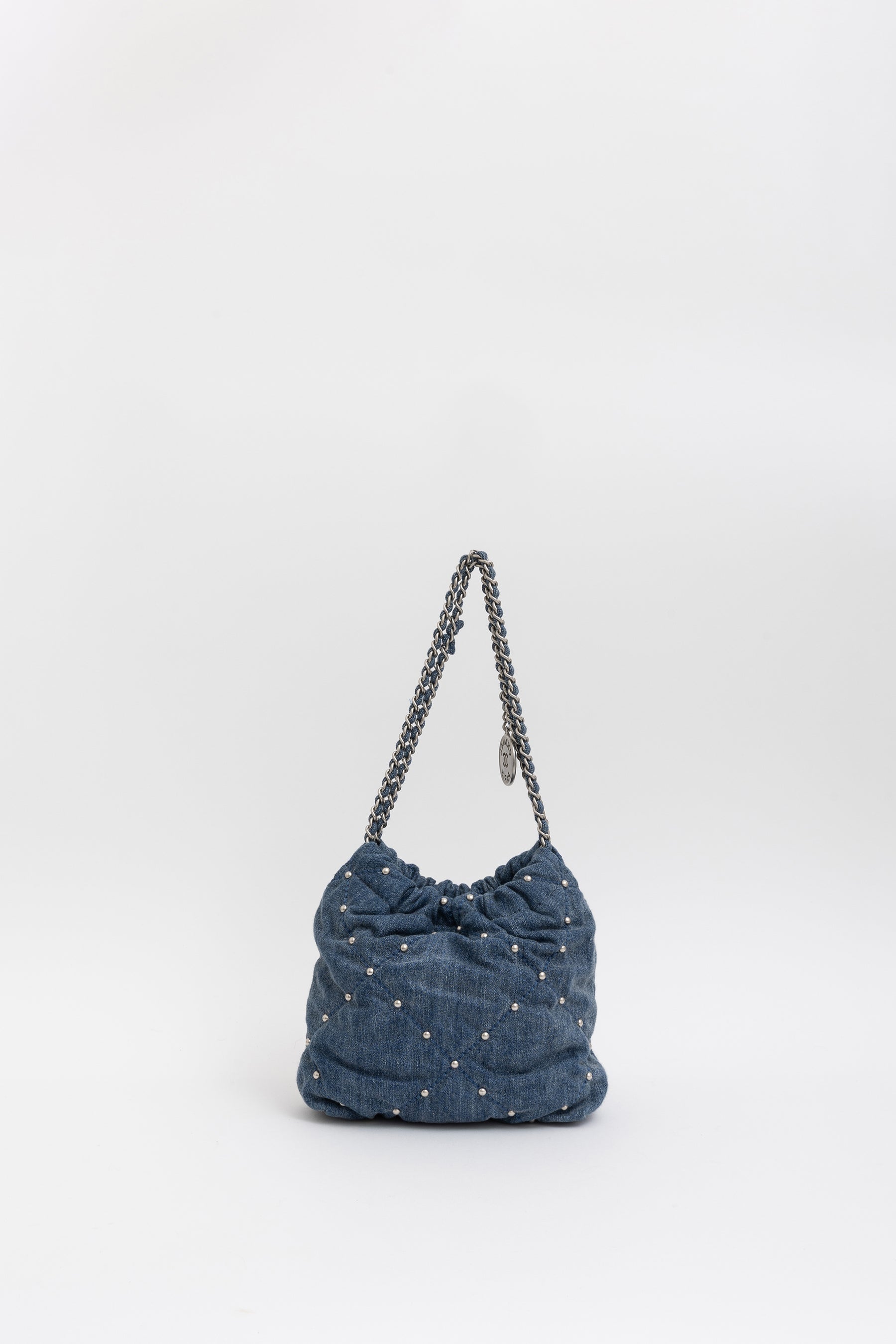 Denim Studded Mini 22 Bag