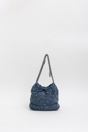 Denim Studded Mini 22 Bag