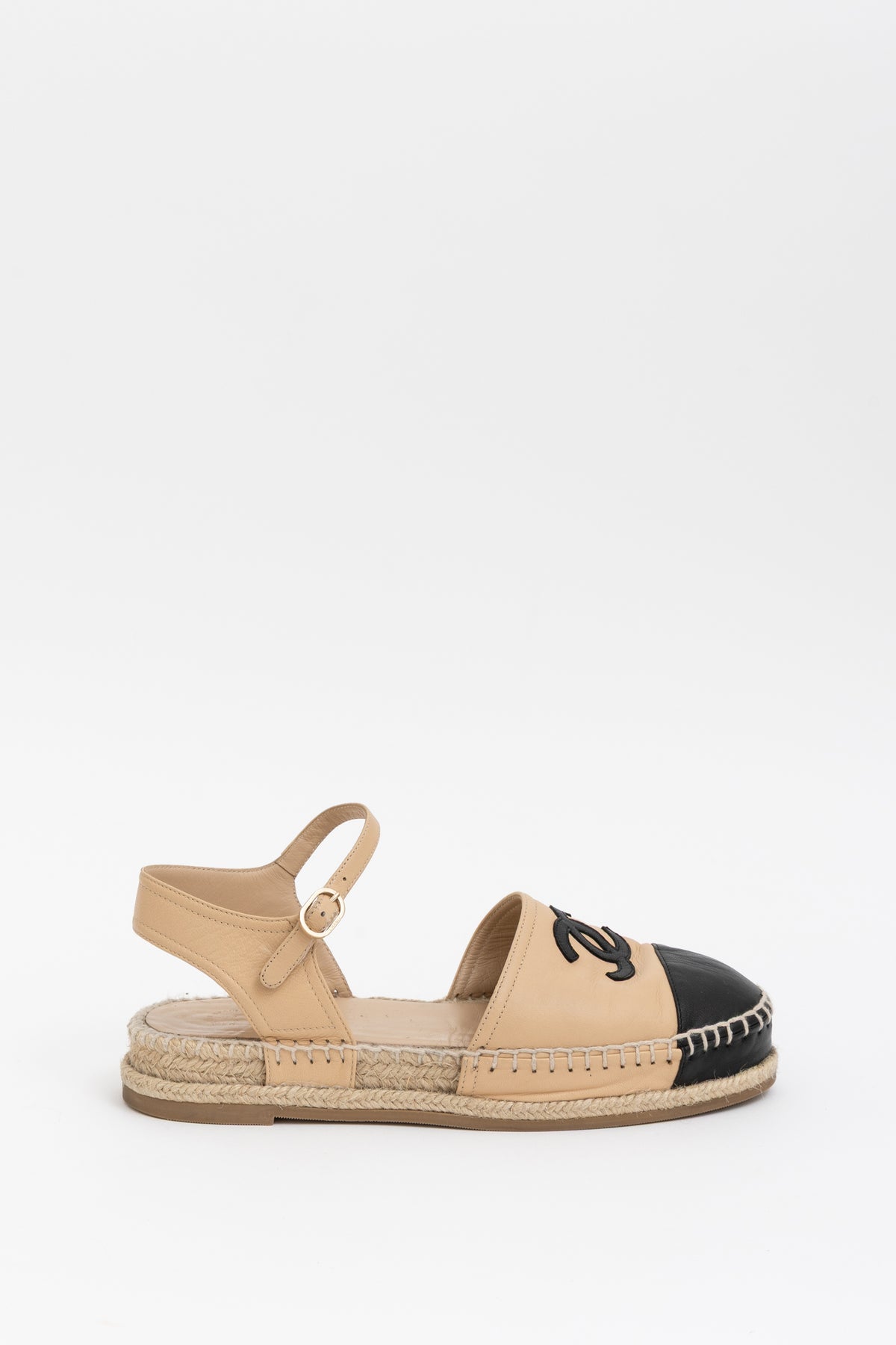 Interlocking CC Logo Leather Espadrilles