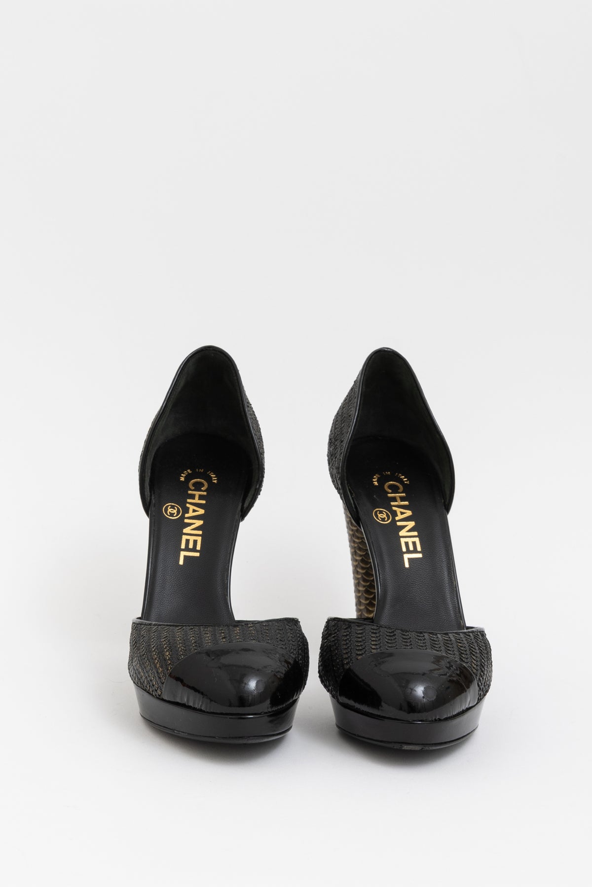 Gold Python Texture Pumps