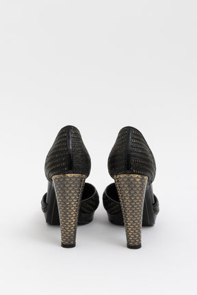 Gold Python Texture Pumps
