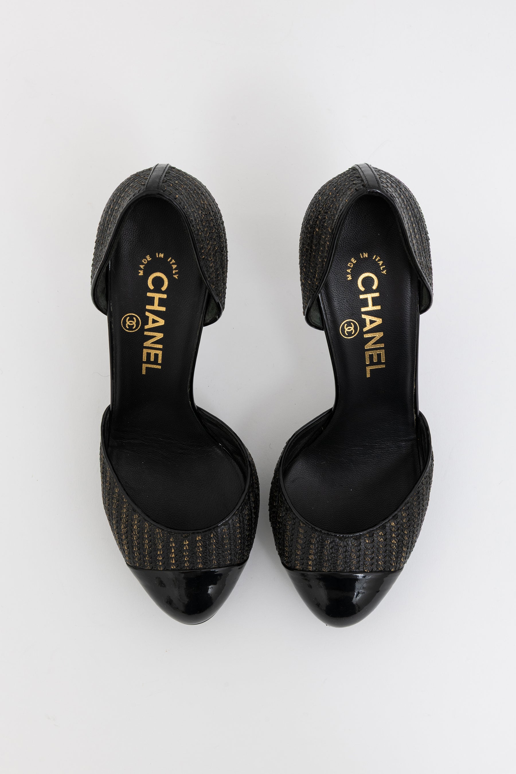 Gold Python Texture Pumps