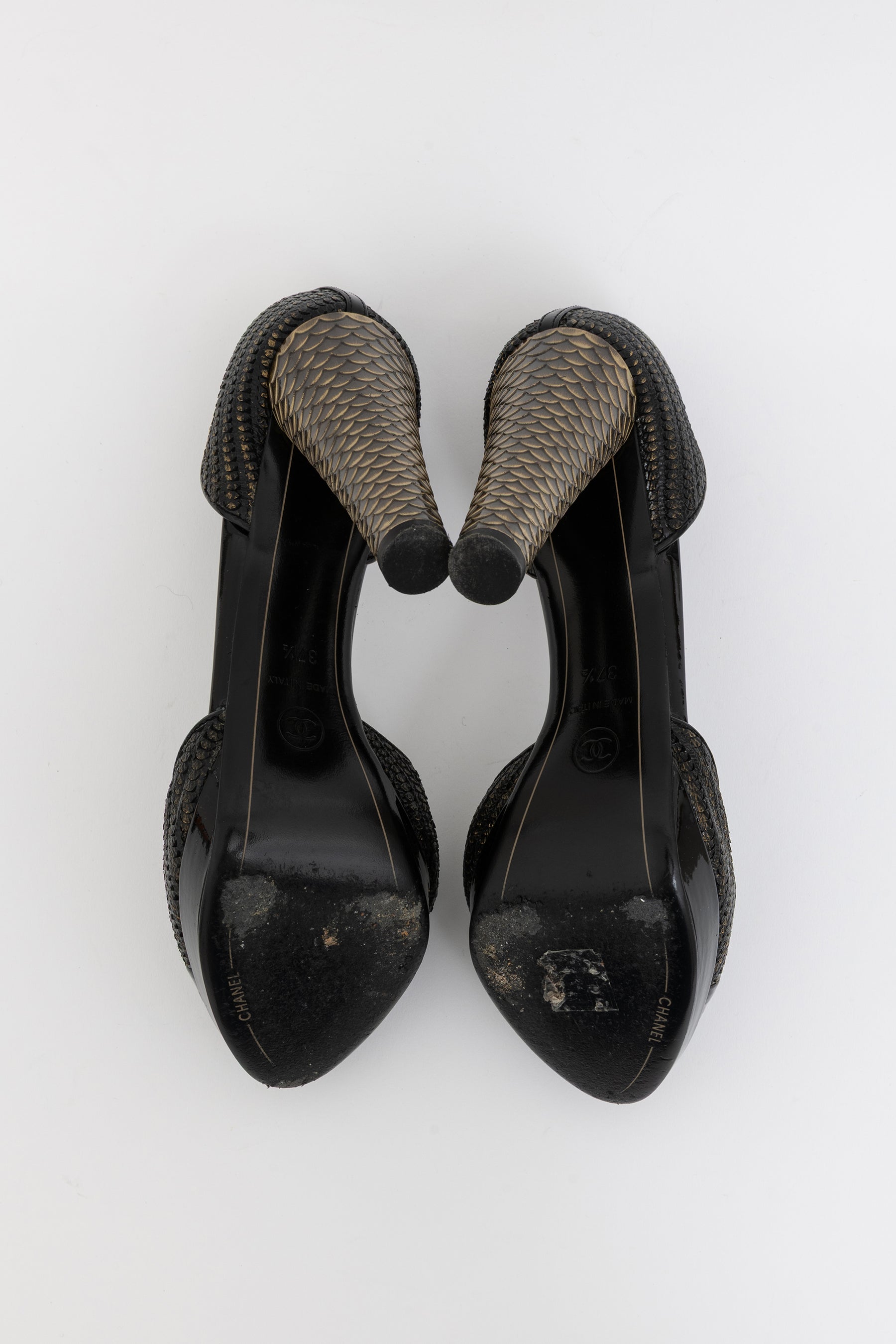Gold Python Texture Pumps