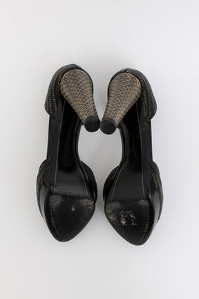 Gold Python Texture Pumps
