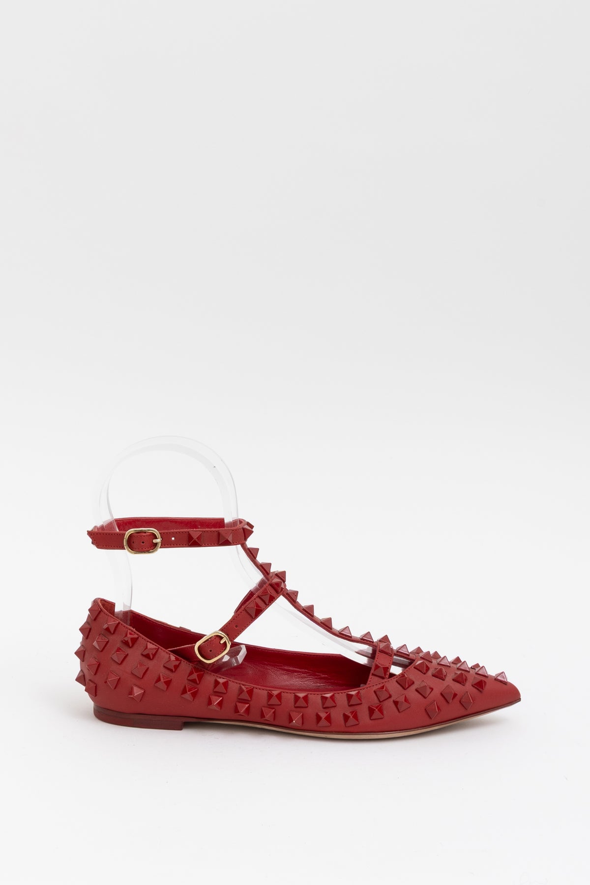 Rockstud Rouge Caged Flats