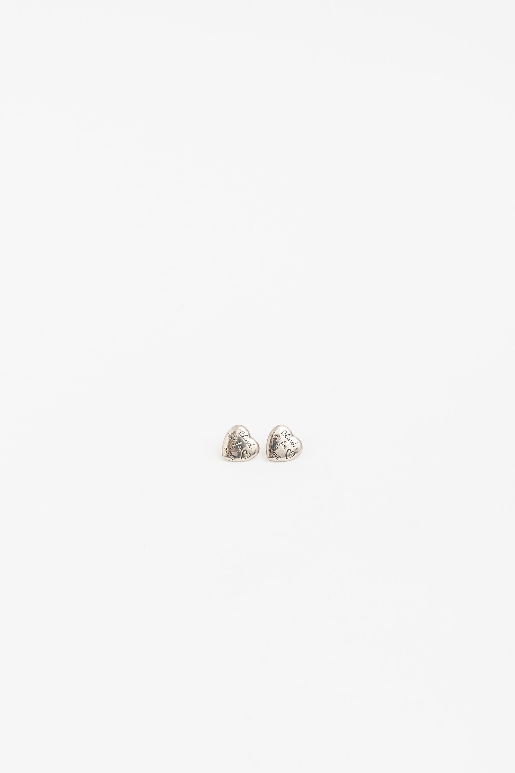 Blind For You Silver Heart Stud Earrings