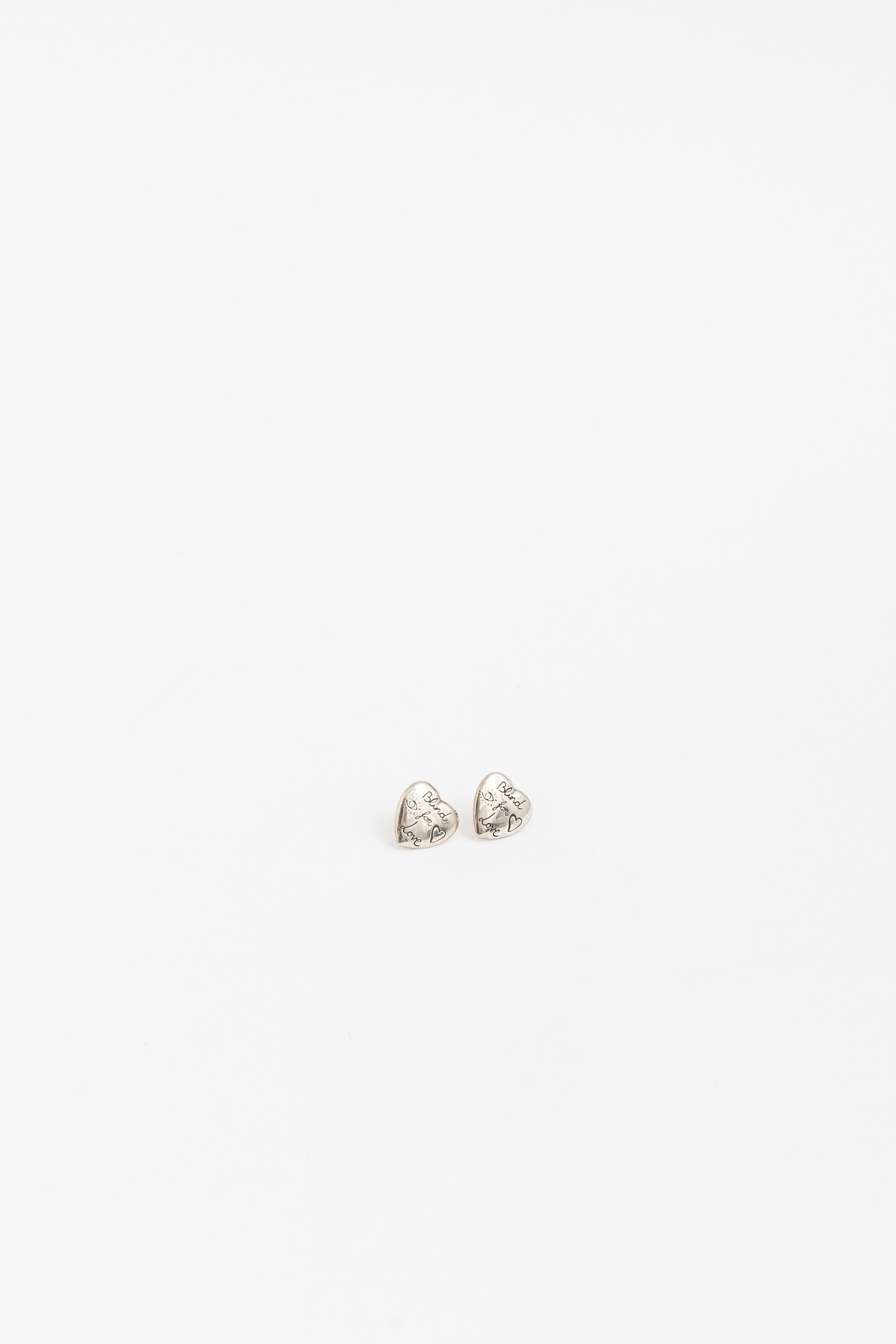 Blind For You Silver Heart Stud Earrings