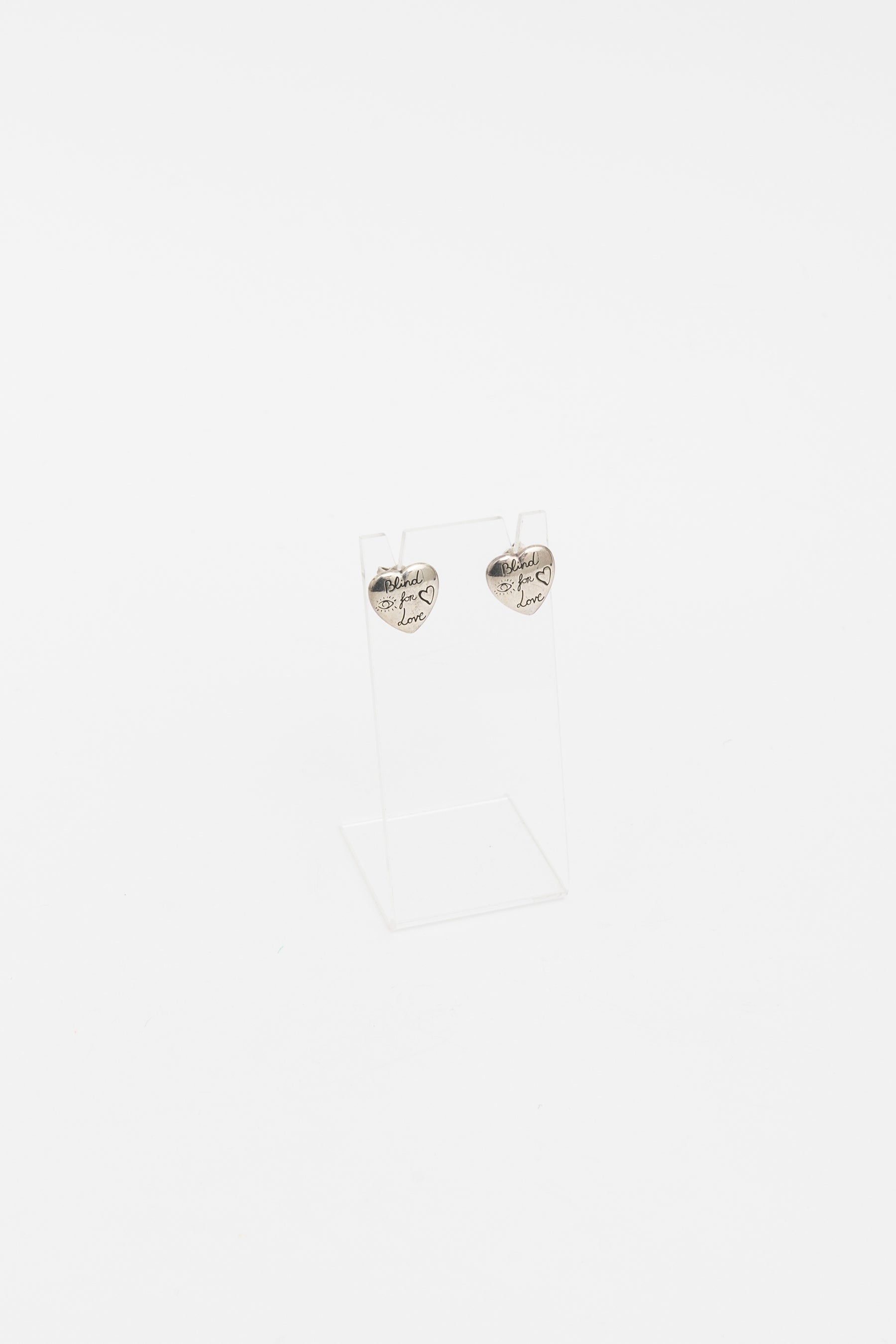 Blind For You Silver Heart Stud Earrings
