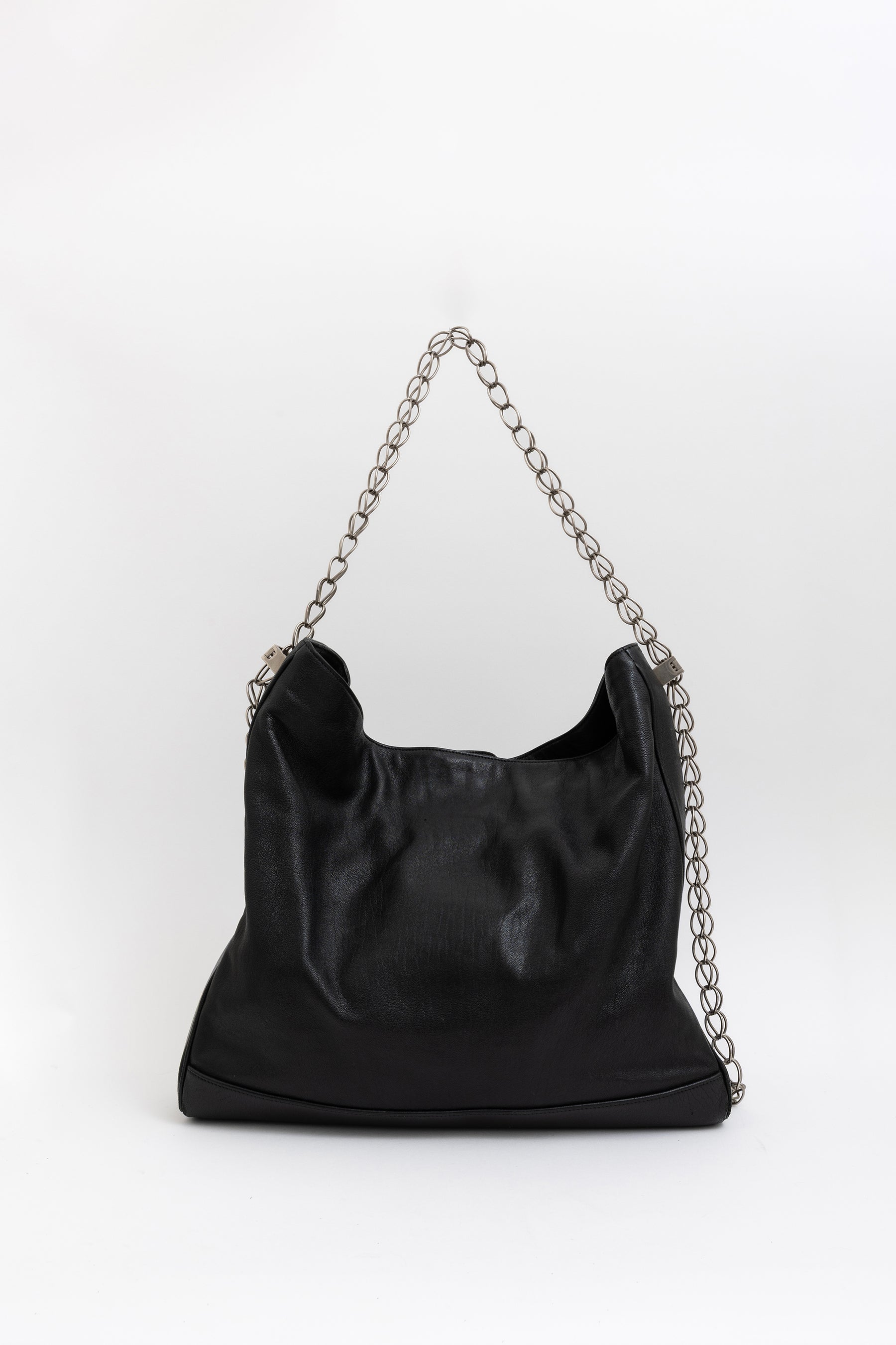 Hobo Bag with Silver Chain Strap