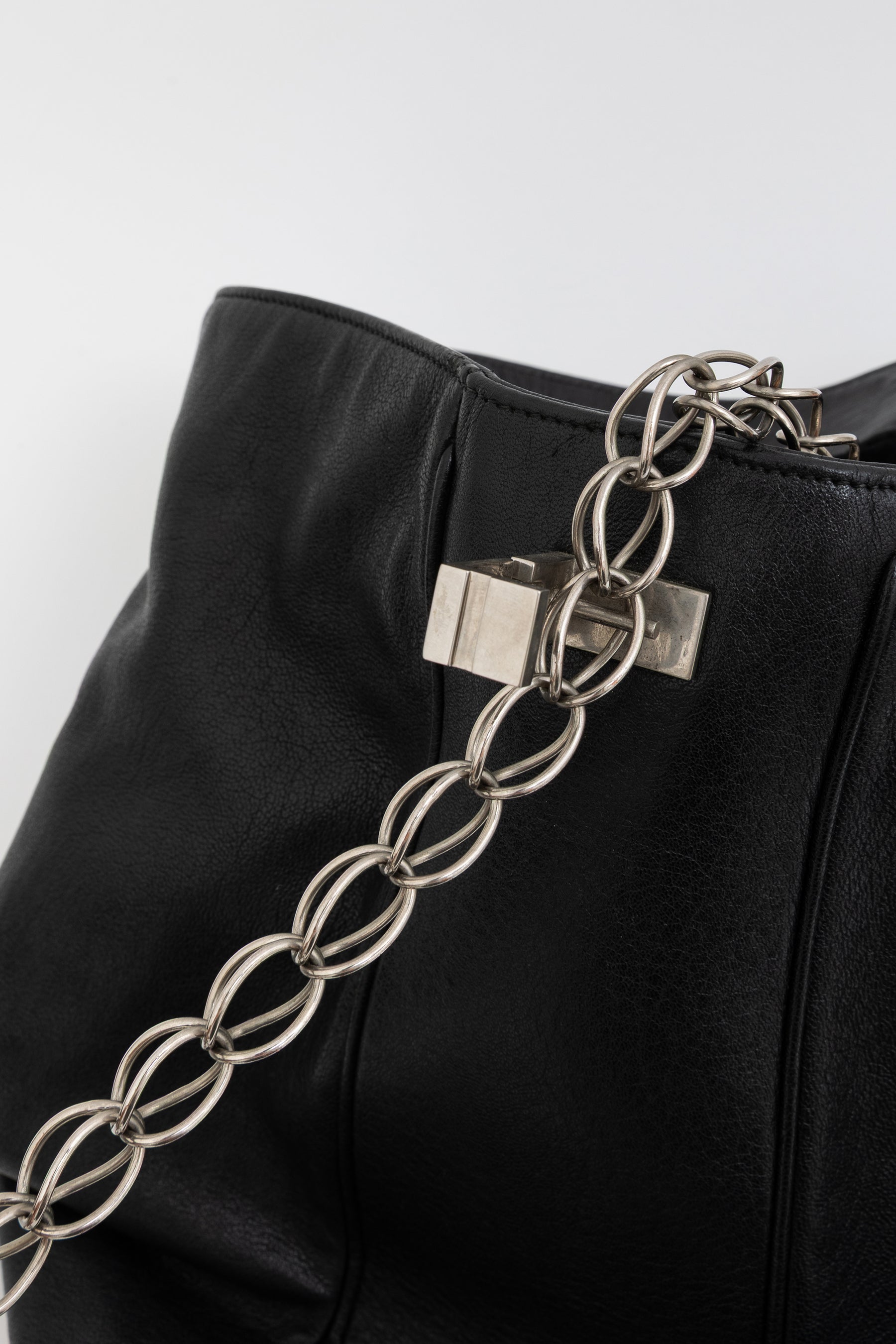 Hobo Bag with Silver Chain Strap