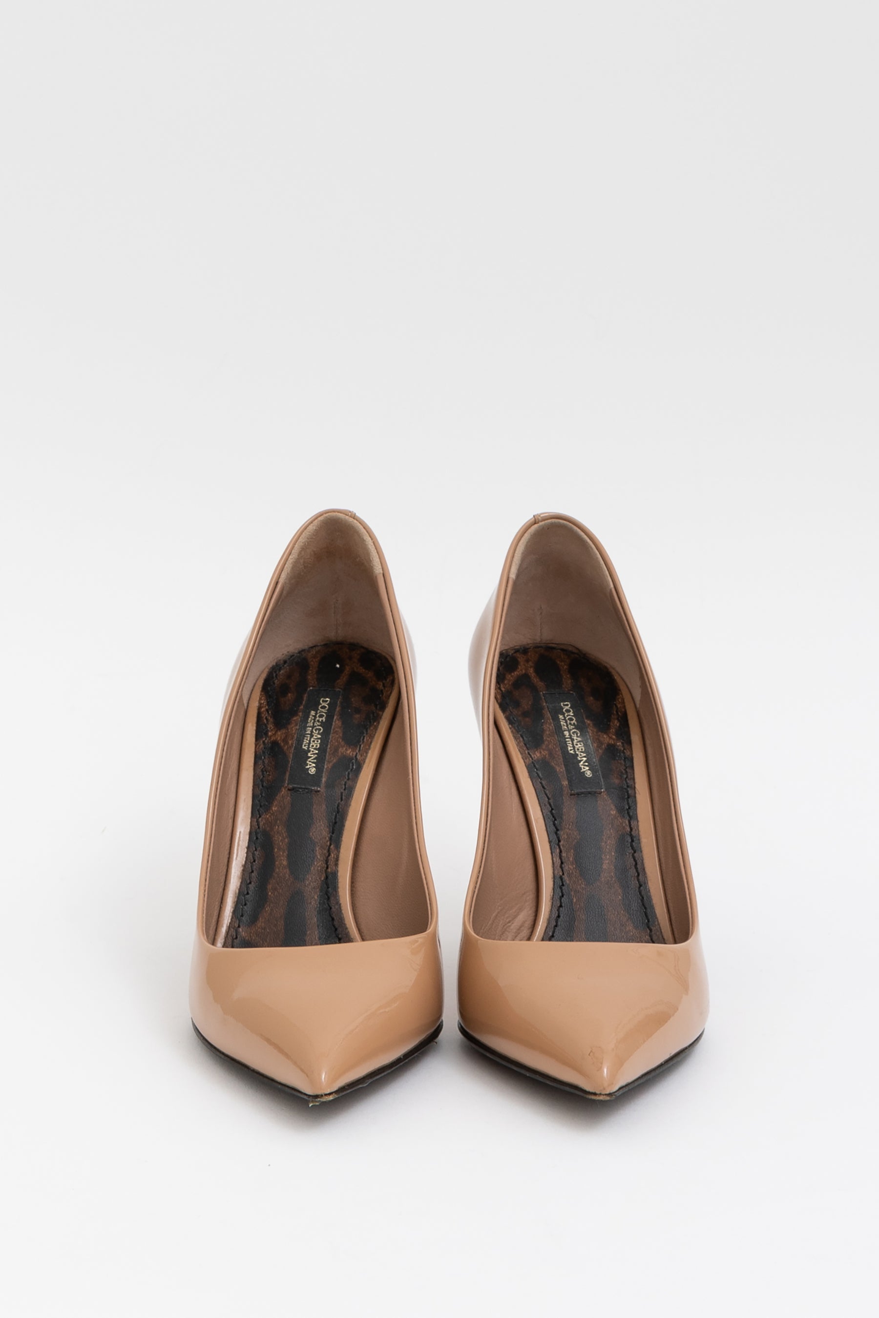 Beige Patent Pumps