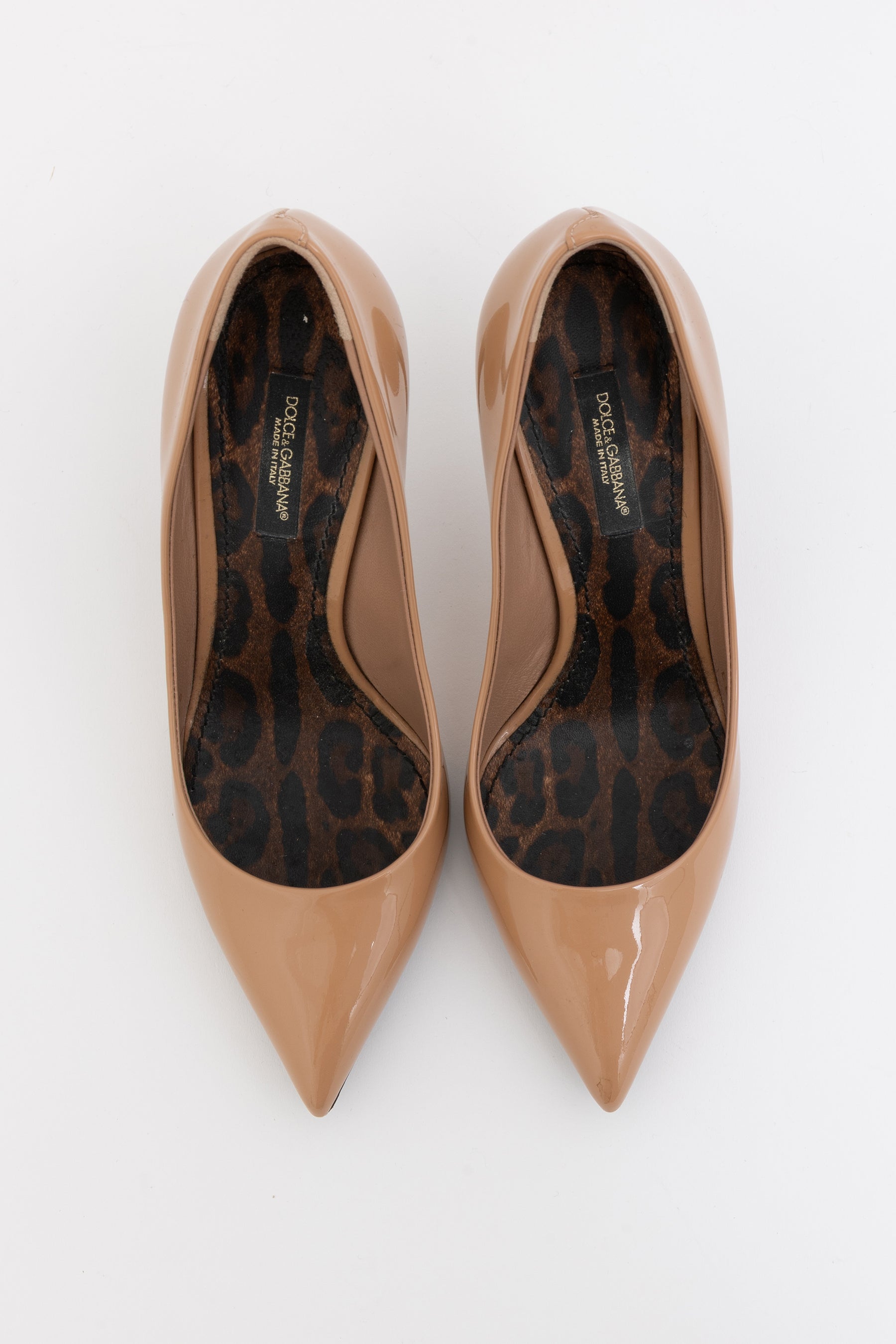 Beige Patent Pumps