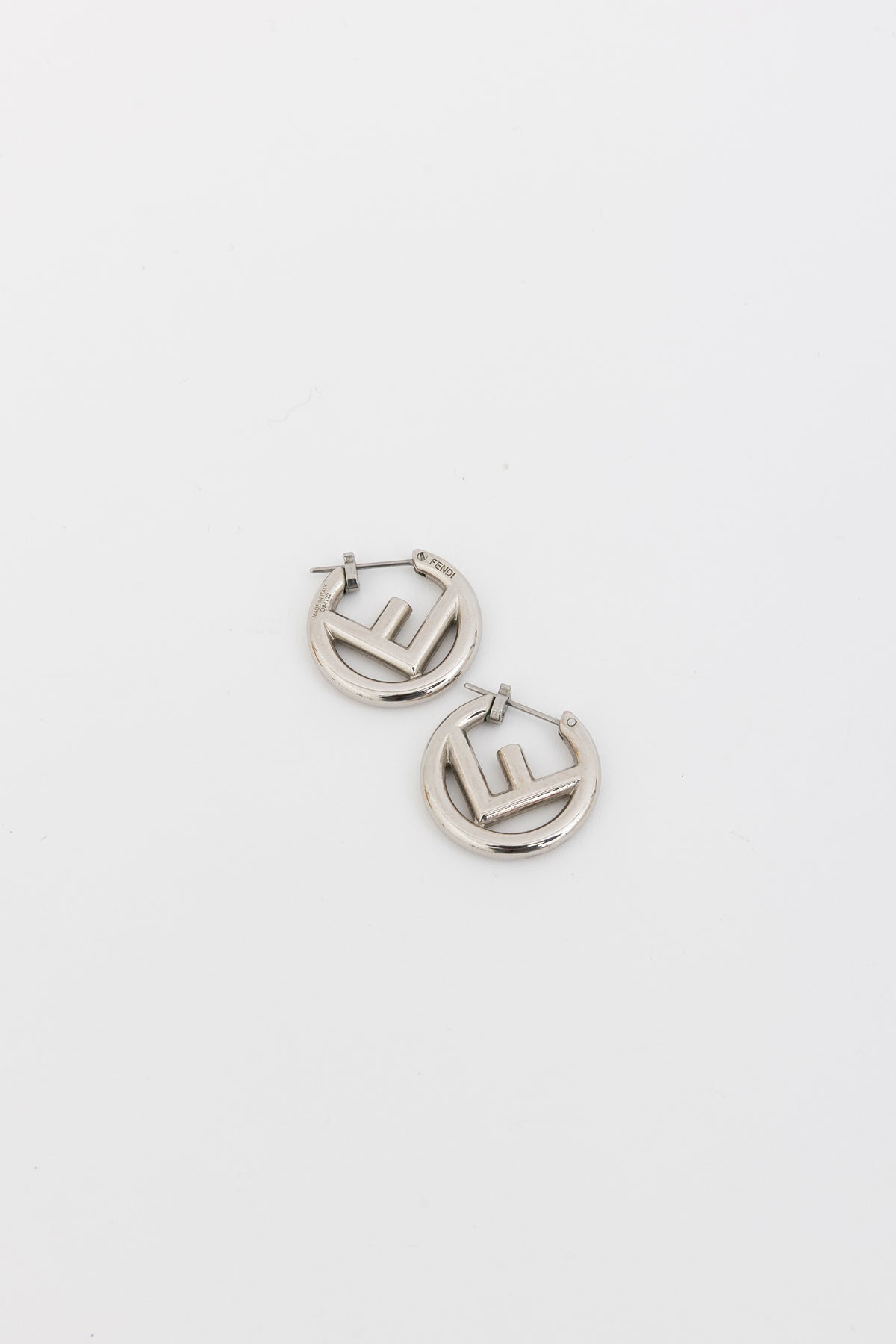 Fendi Silver F Logo Hoops