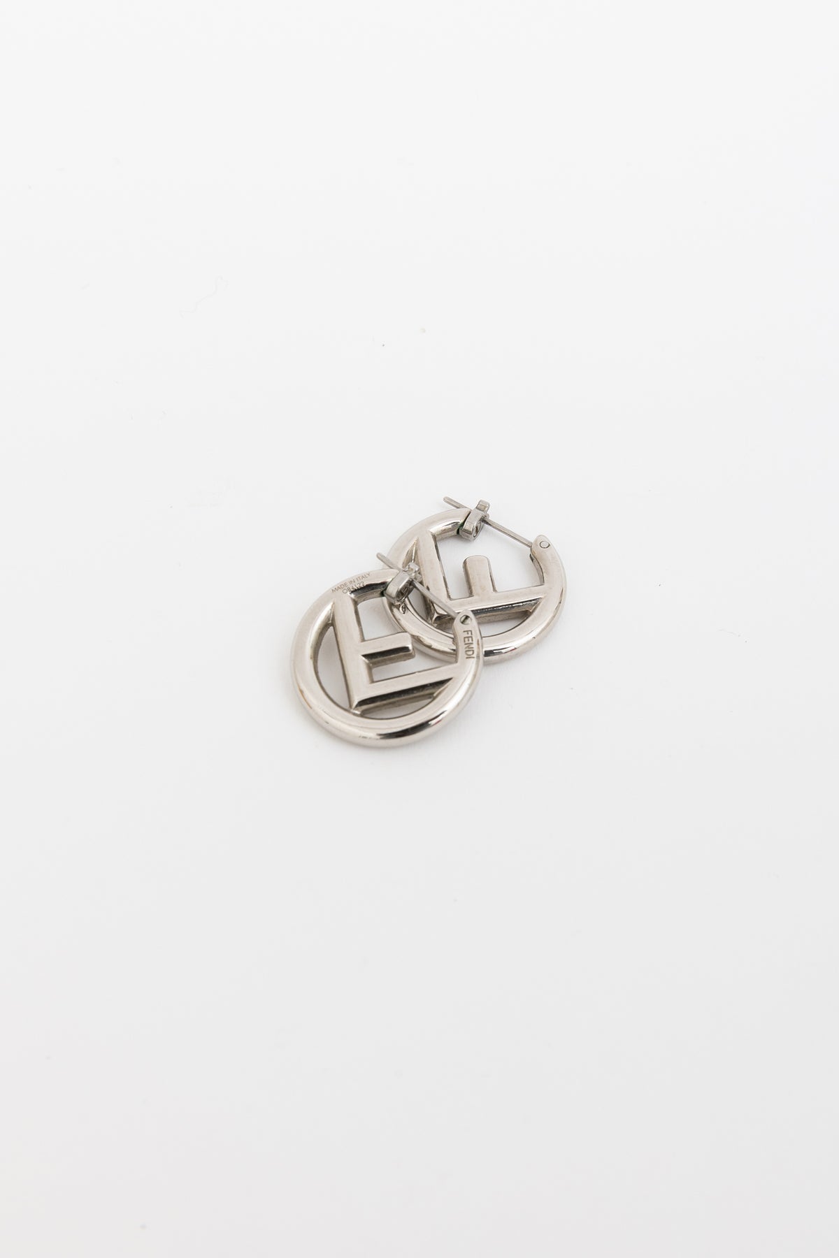 Fendi Silver F Logo Hoops