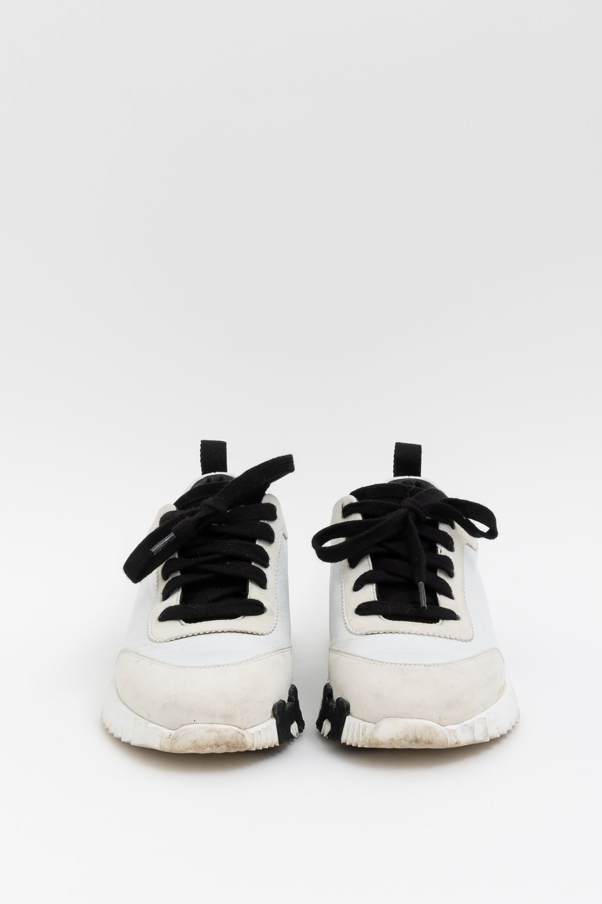 Hermès Ivory and Black H Bouncing Sneaker
