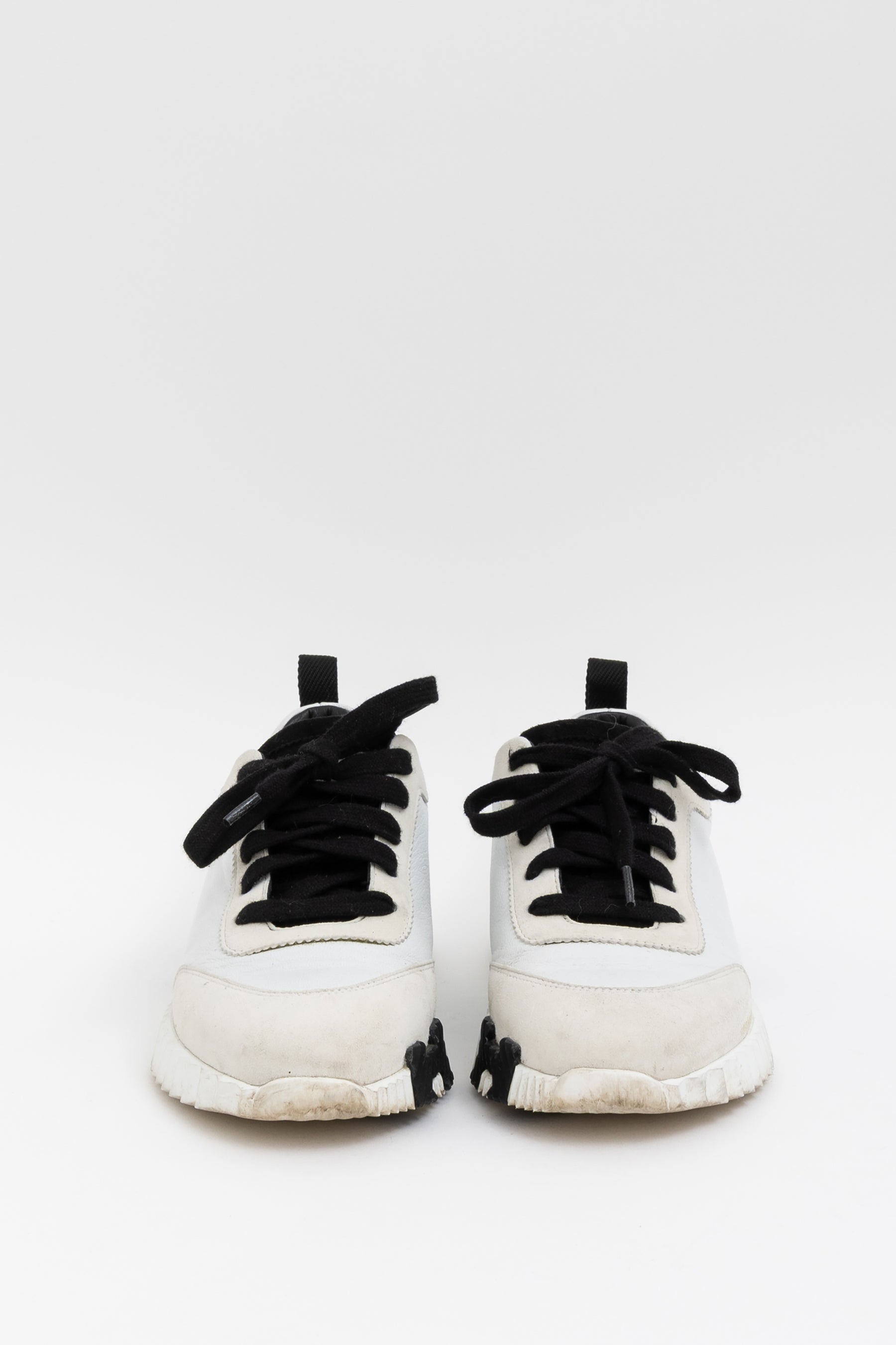 Hermès Ivory and Black H Bouncing Sneaker
