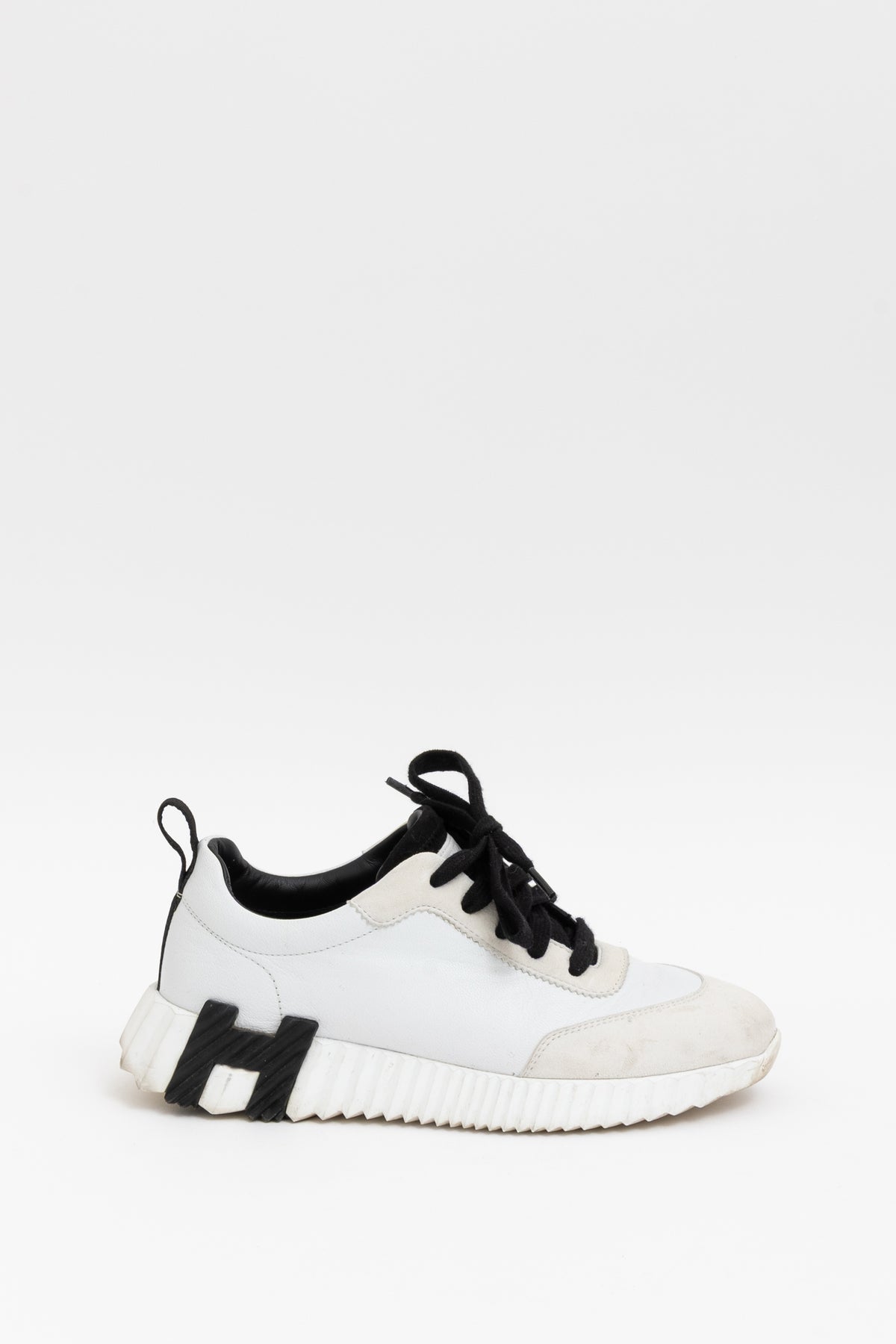 Hermès Ivory and Black H Bouncing Sneaker